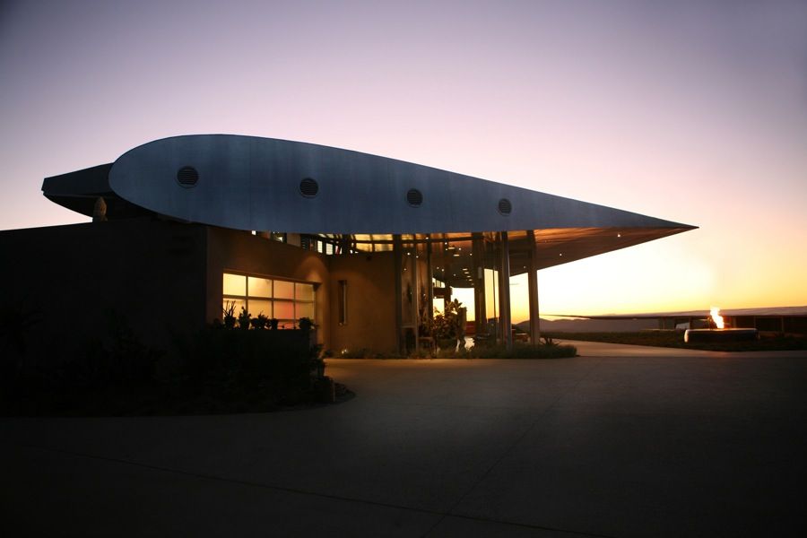 747 Wing House at sunset