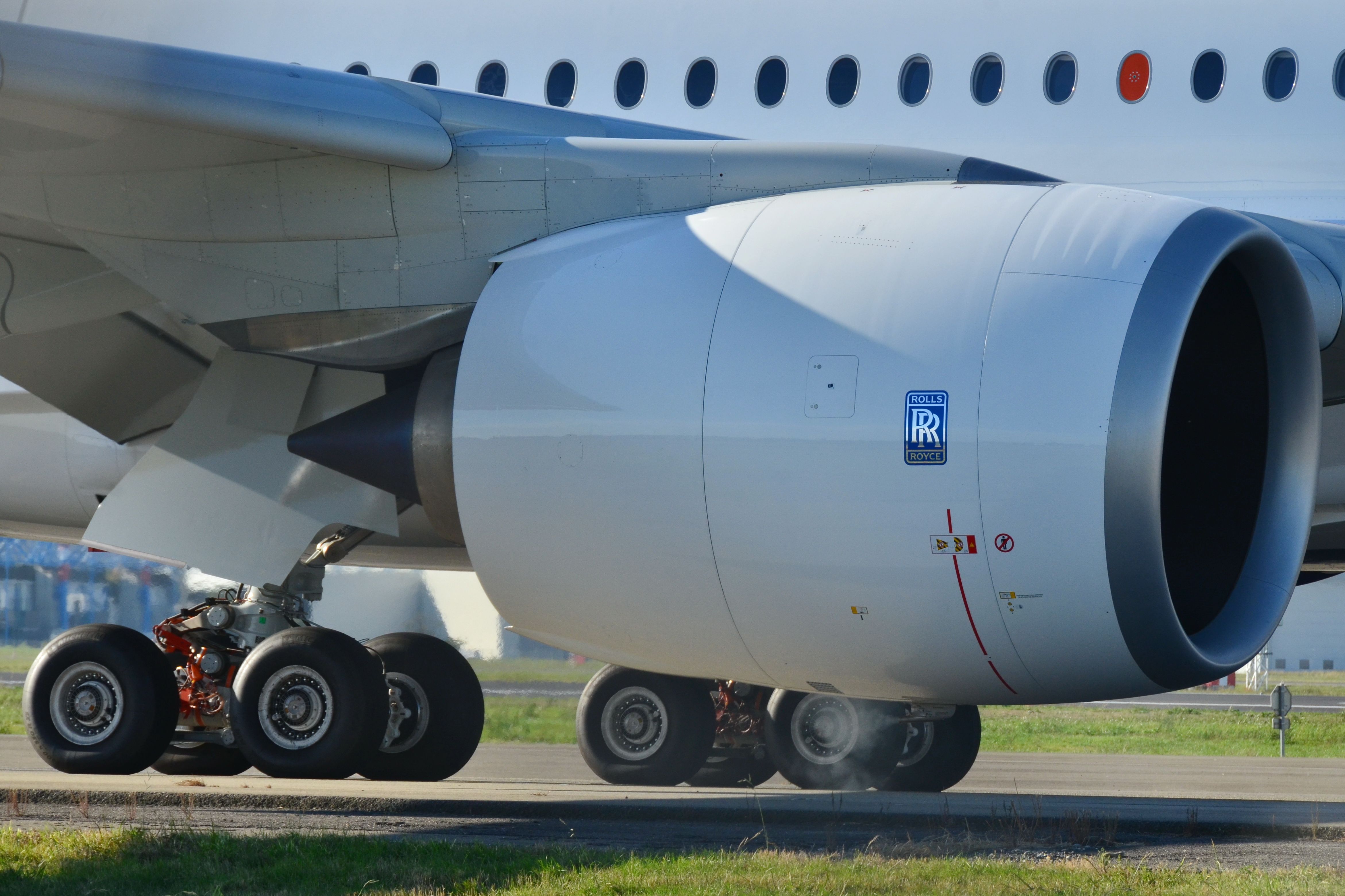 Closeup of the Trent XWB engine on an Airbus A350