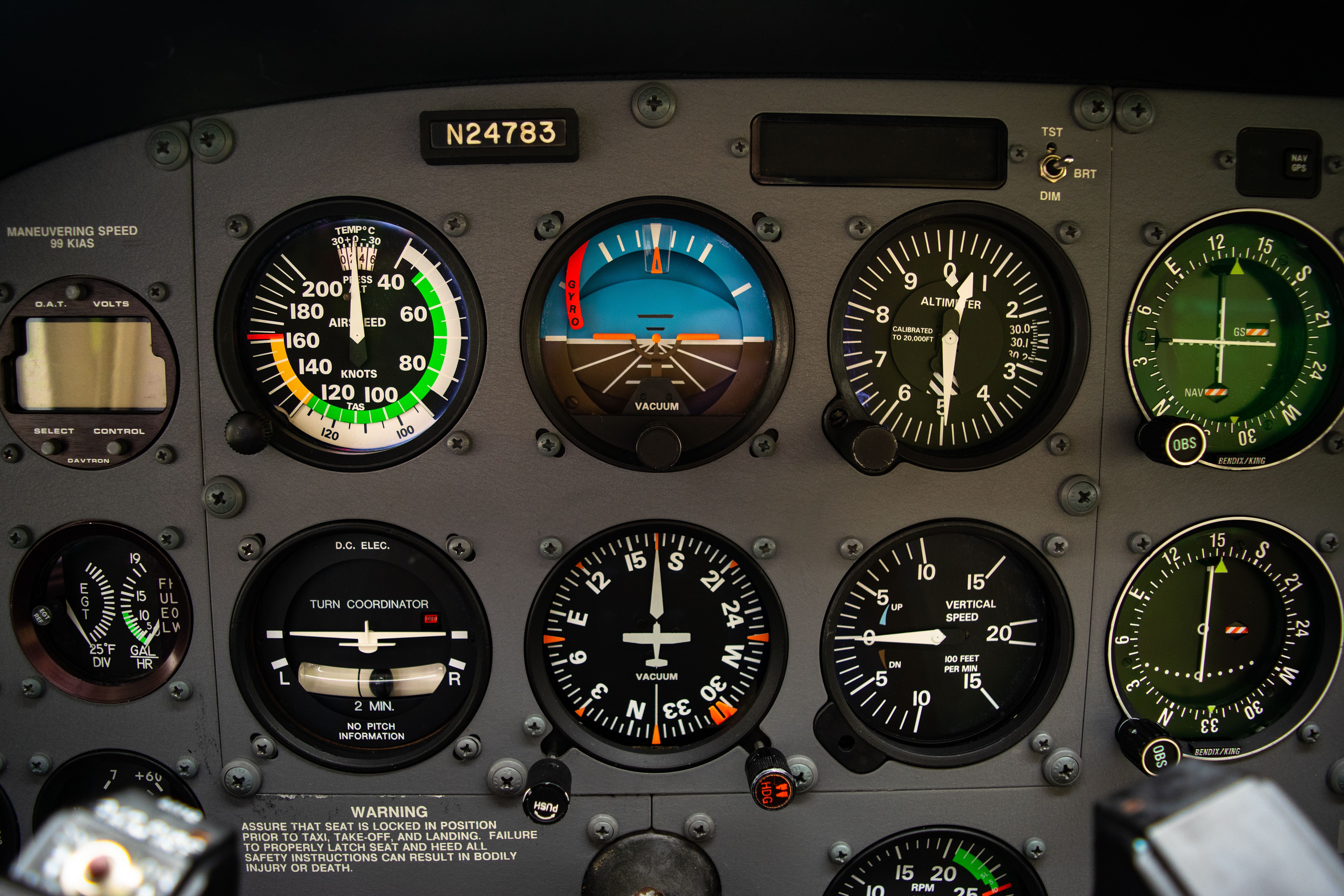 An Aircraft instrument panel.