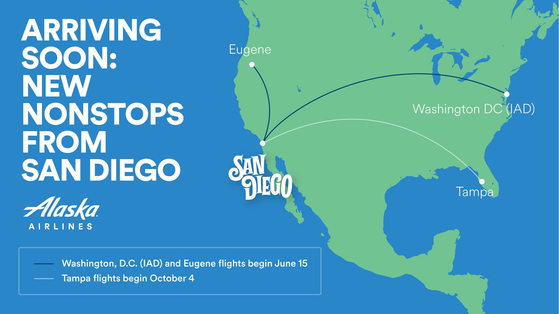 Alaska Airlines' new routes from San Diego