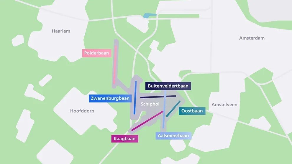 A map of Amsterdam Runways