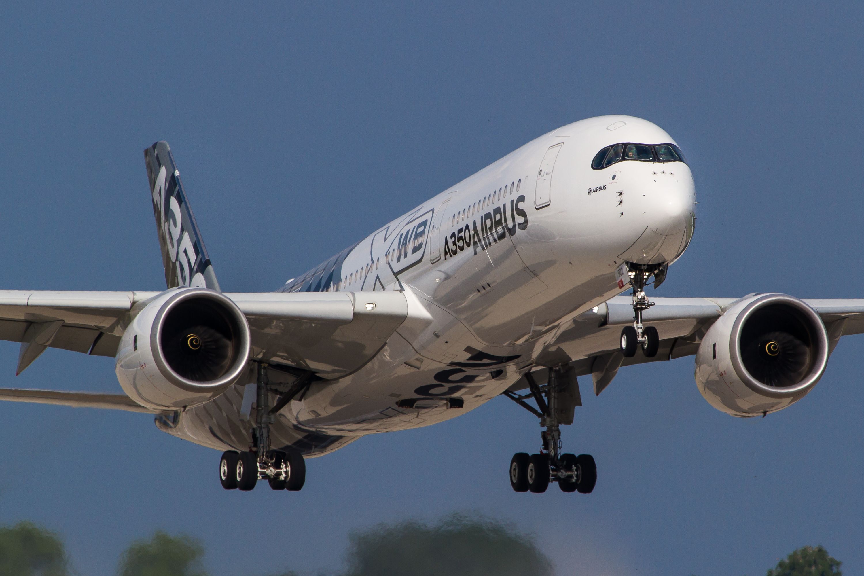 Berlin, Germany - June 03 2016 Airbus A350 long haul plane departing to a flight