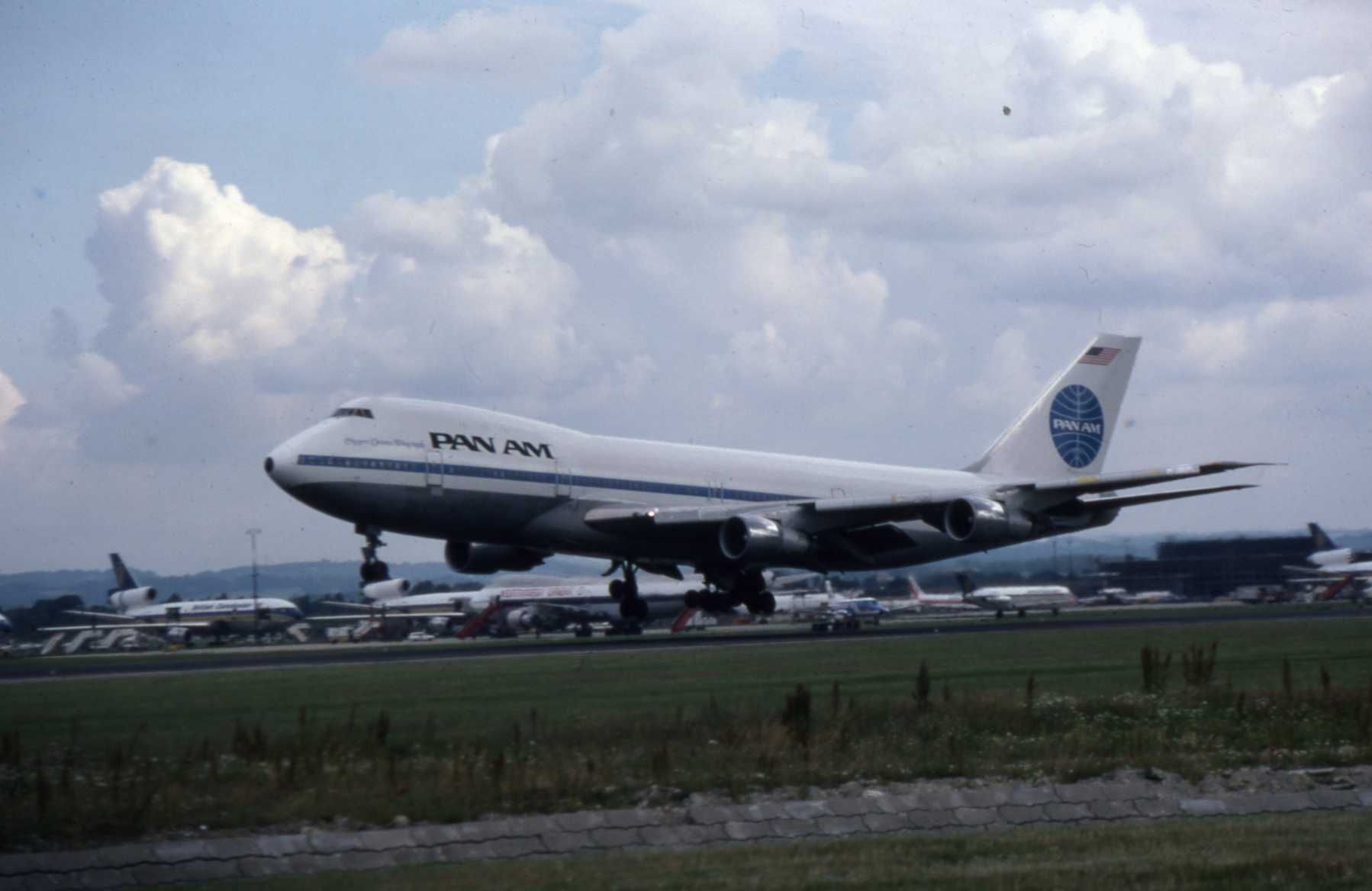 A Pan Am Boeing 747-100  taking off.
