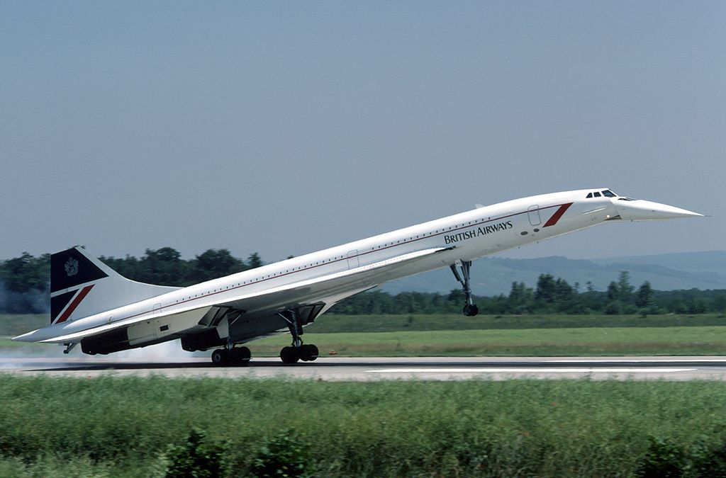 A British Airways Concorde during take off.