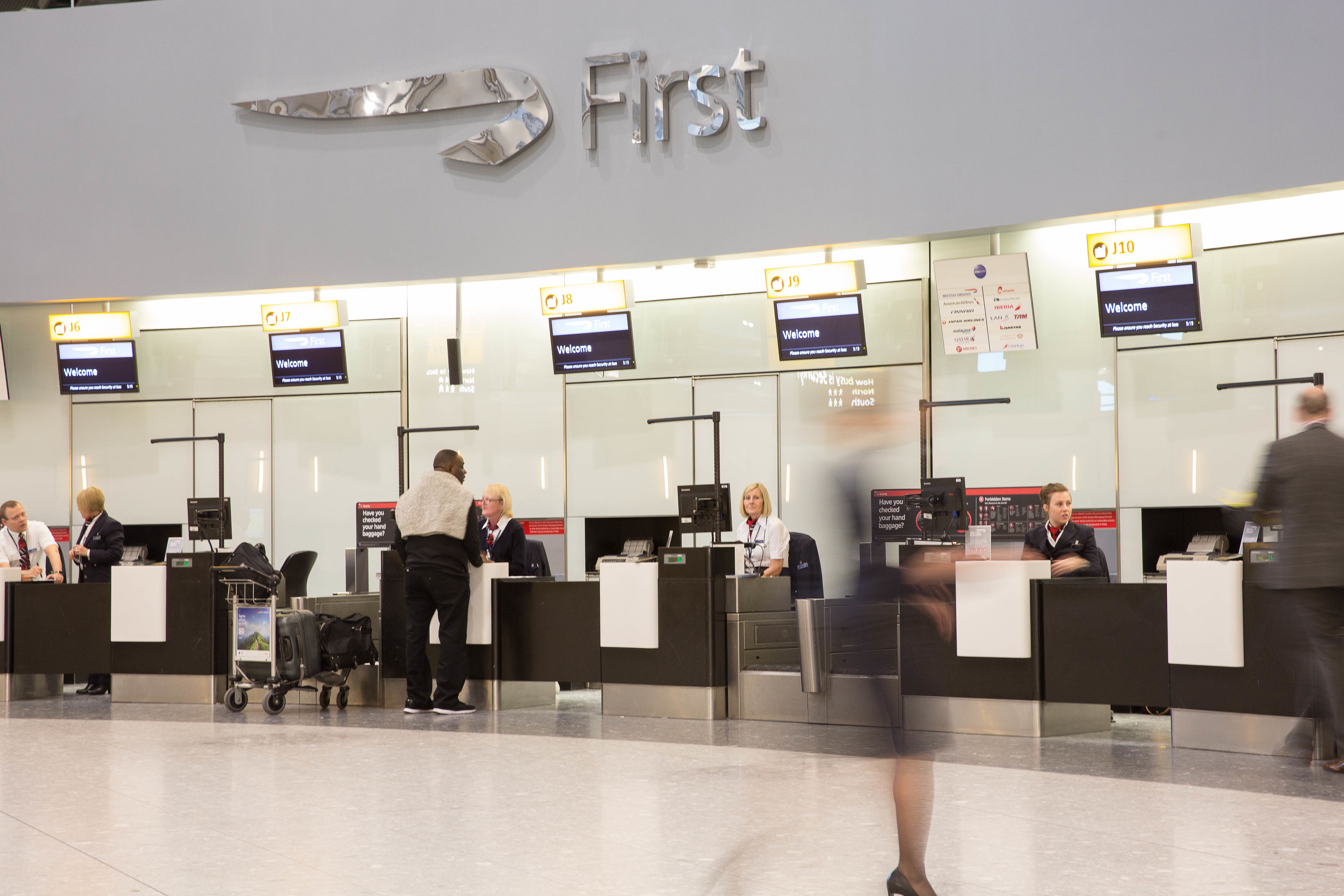 The exclusive check in desks for British Airways First Class passengers.
