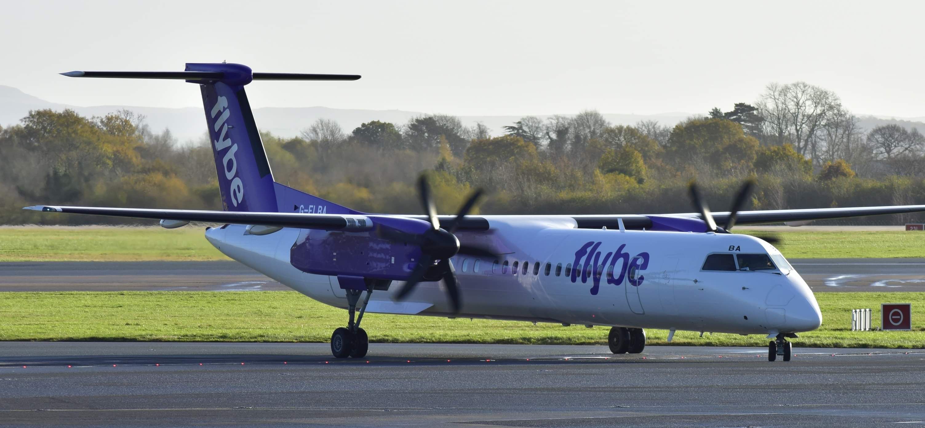 A Flybe Dash 8 on the taxiway