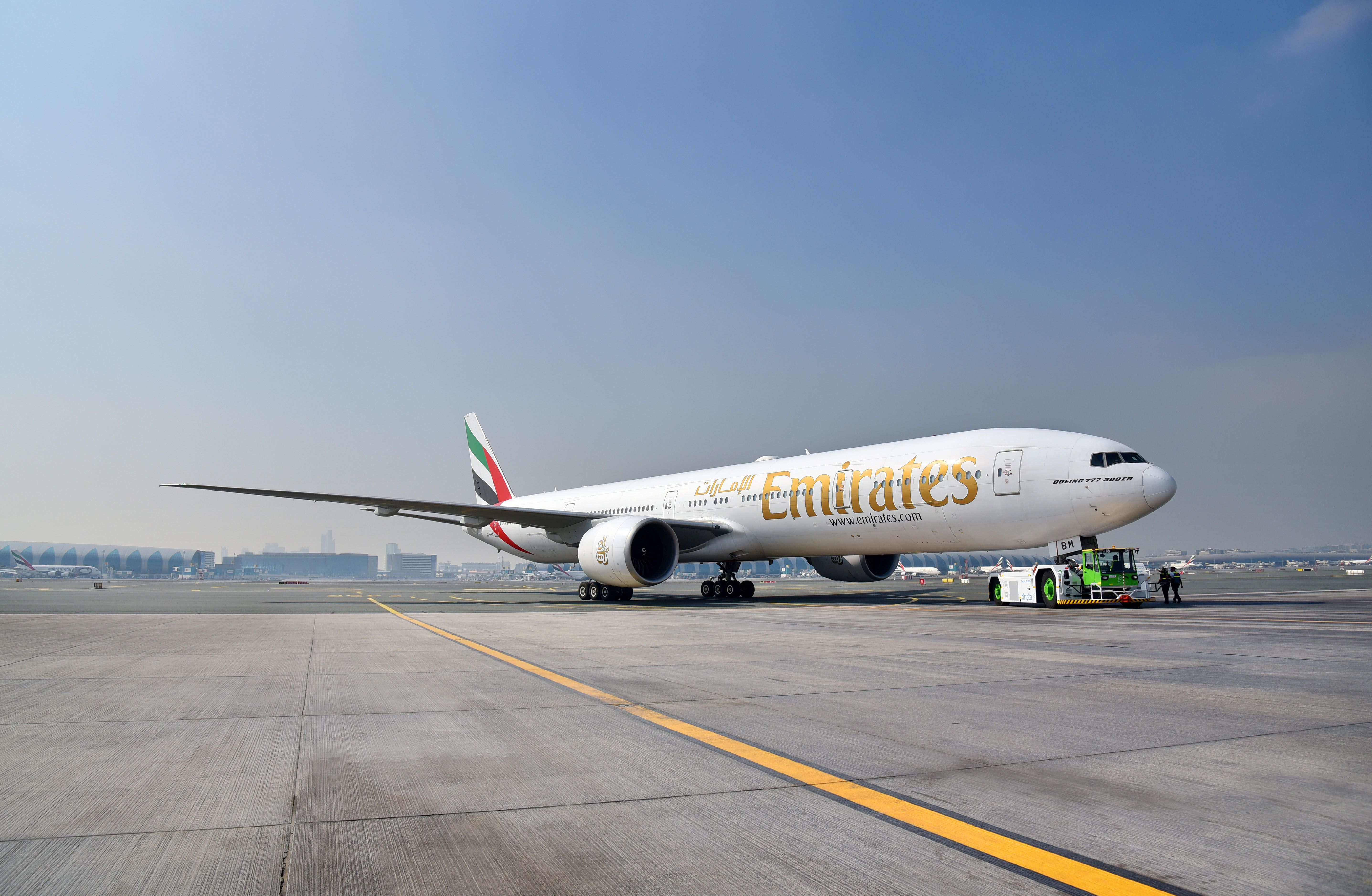 Emirates boeing 777 on ground