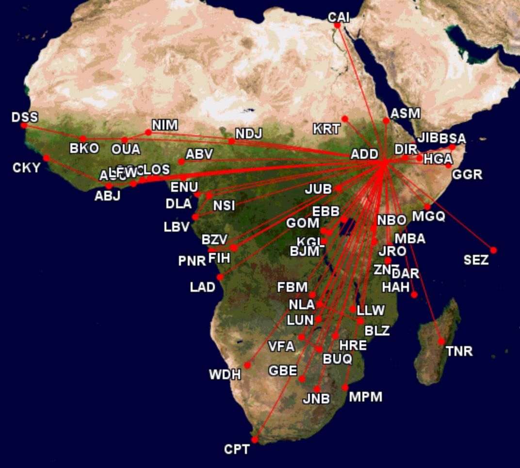 Ethiopian Airlines intra-Africa network July 21st 2023