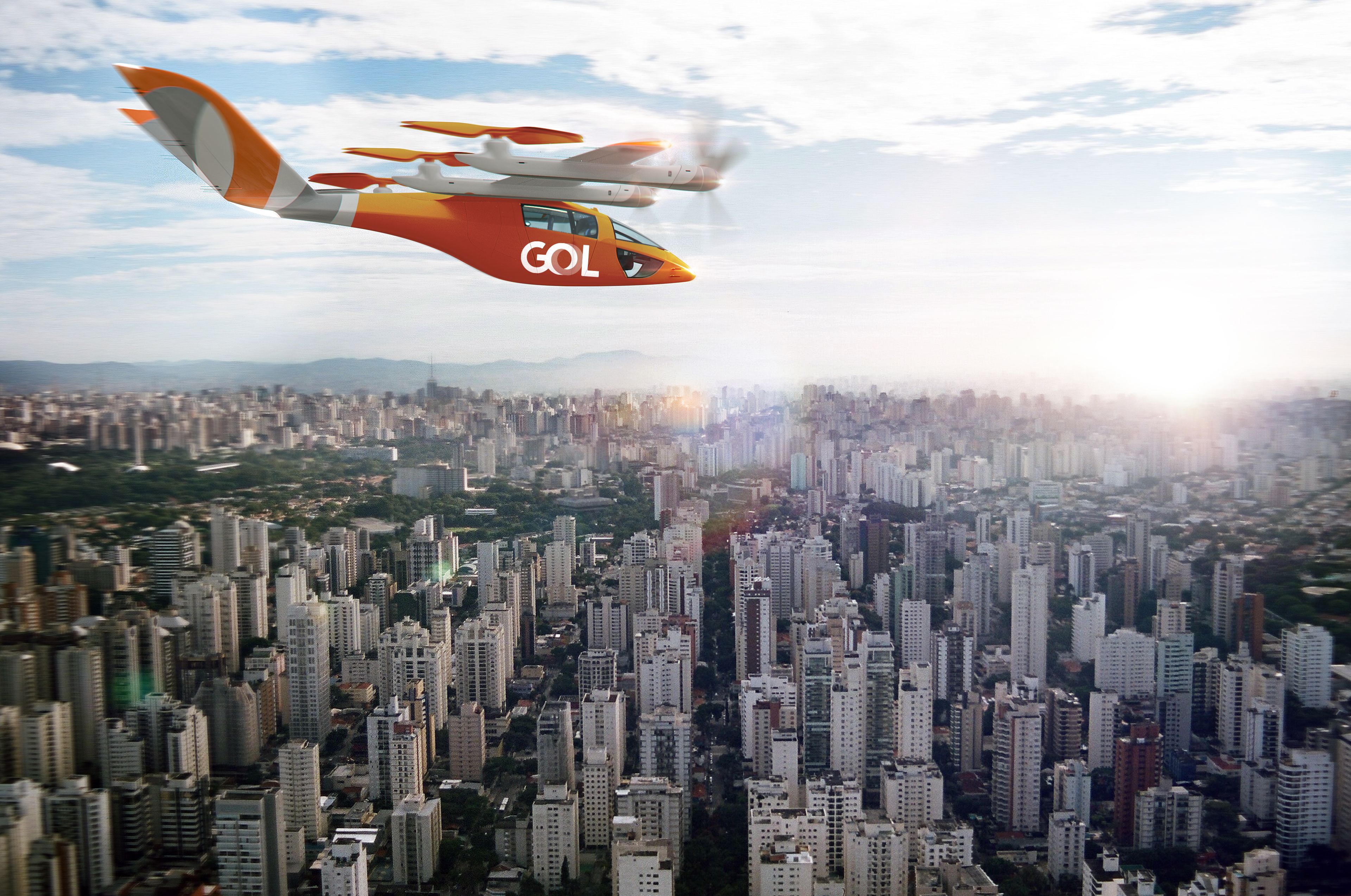 An eVTOL with GOL's livery