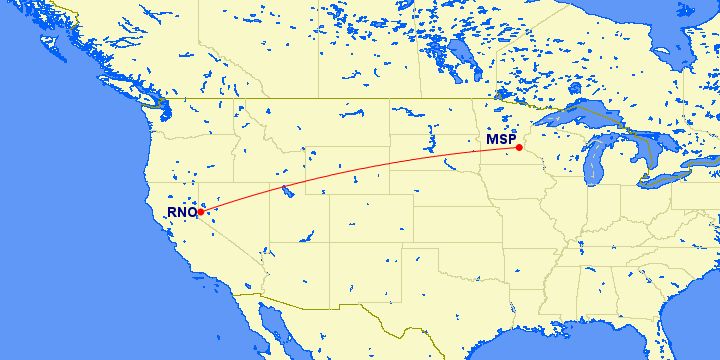 RNO to MSP route map