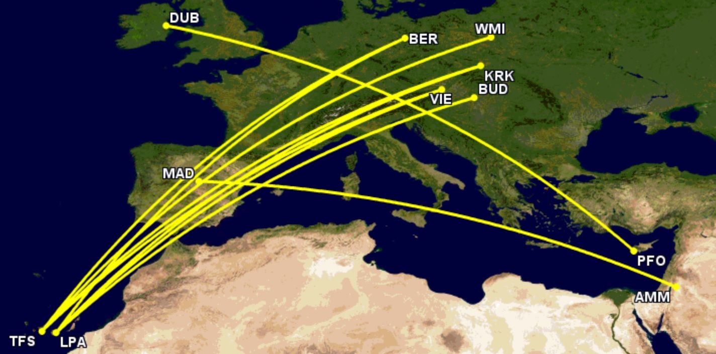 Ryanair's top 10 longest routes Jan 13th to Mar 25 2023
