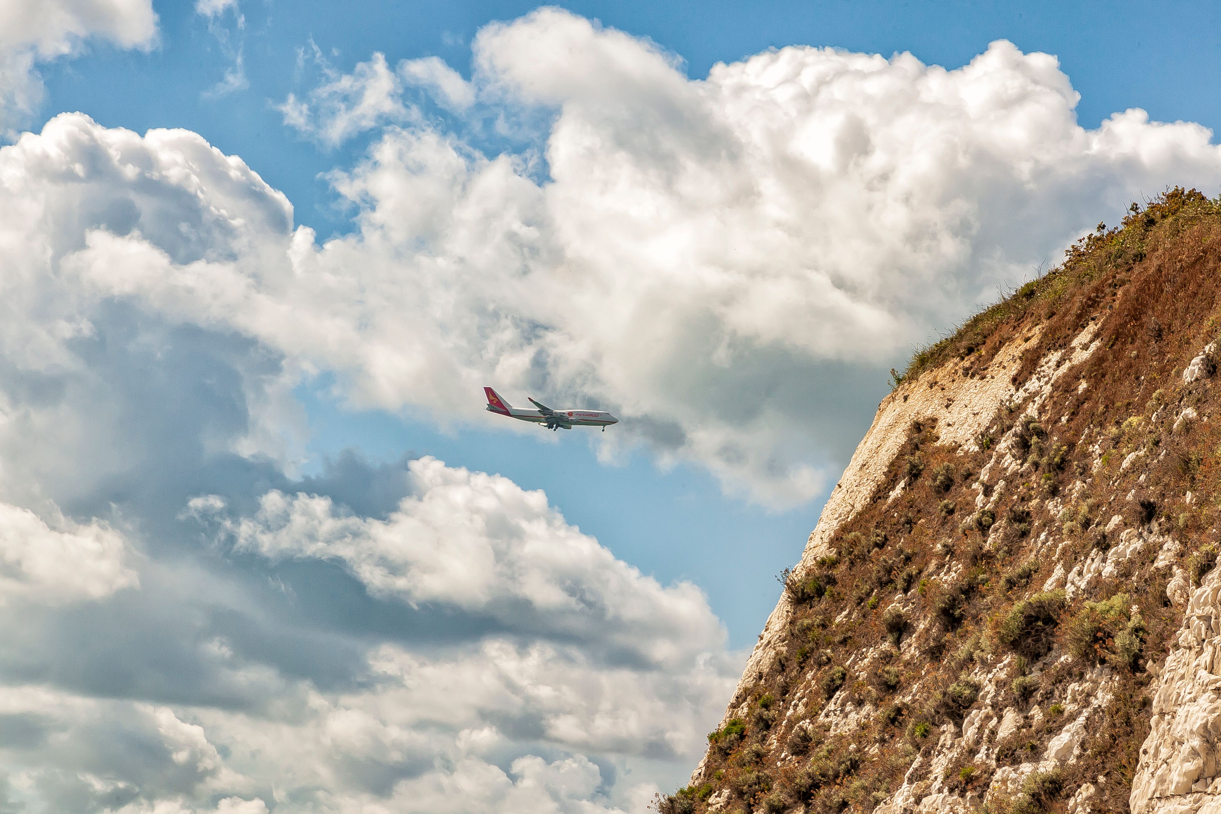 Cargo Plane Near Cliffs