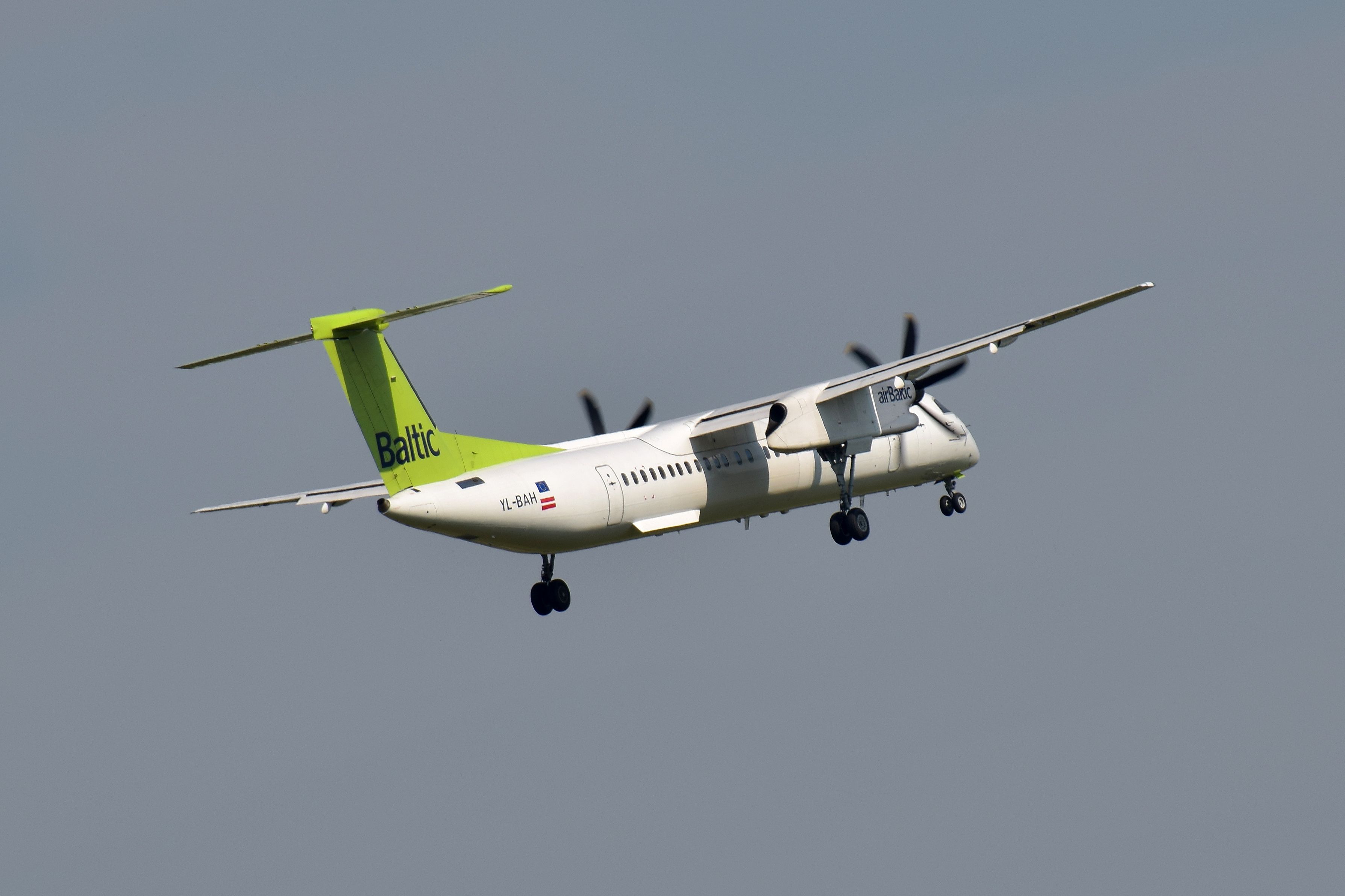 An airBaltic Dash 8 Q400 aircraft