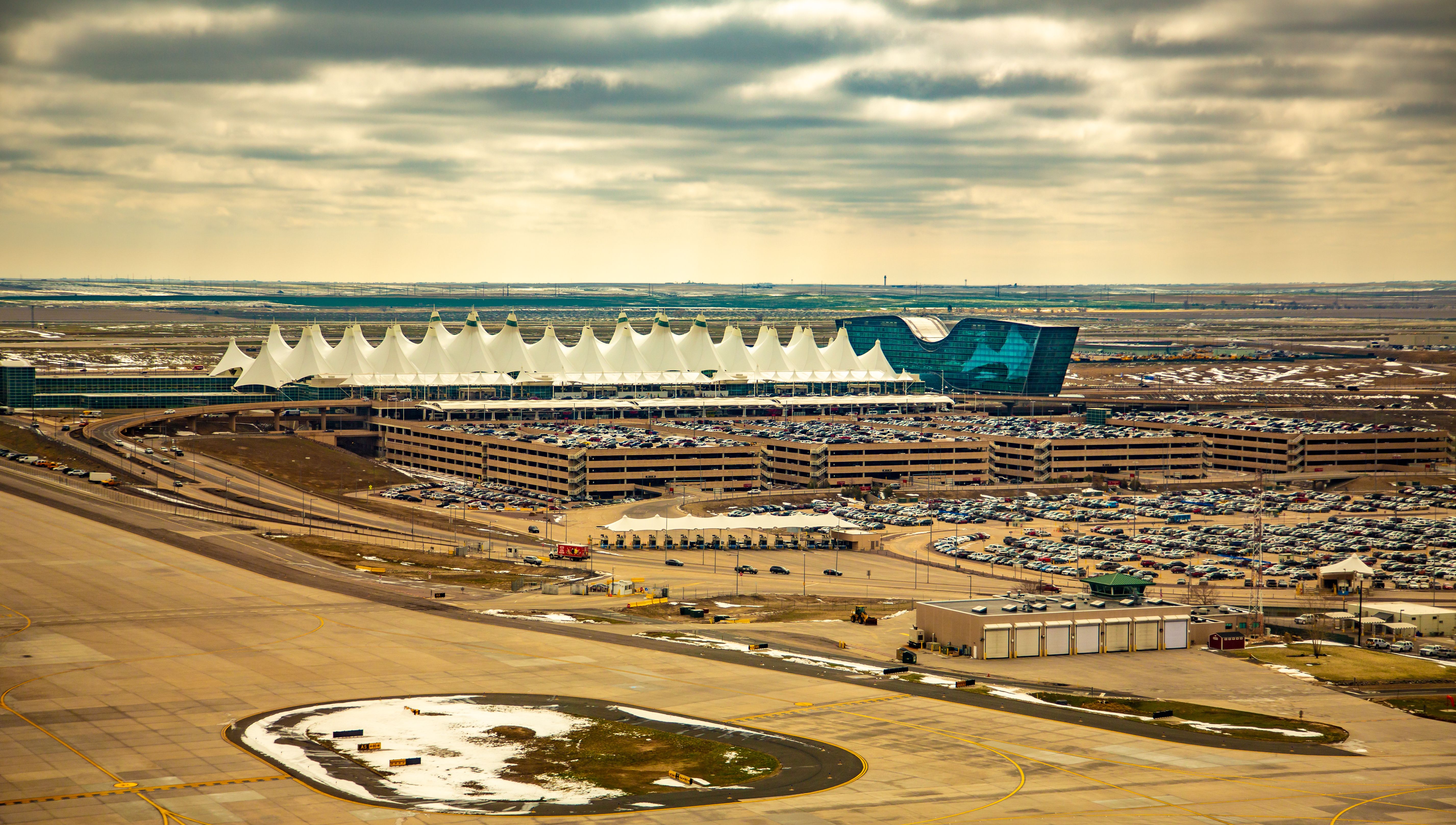 Aerial view of Denver International Airport.