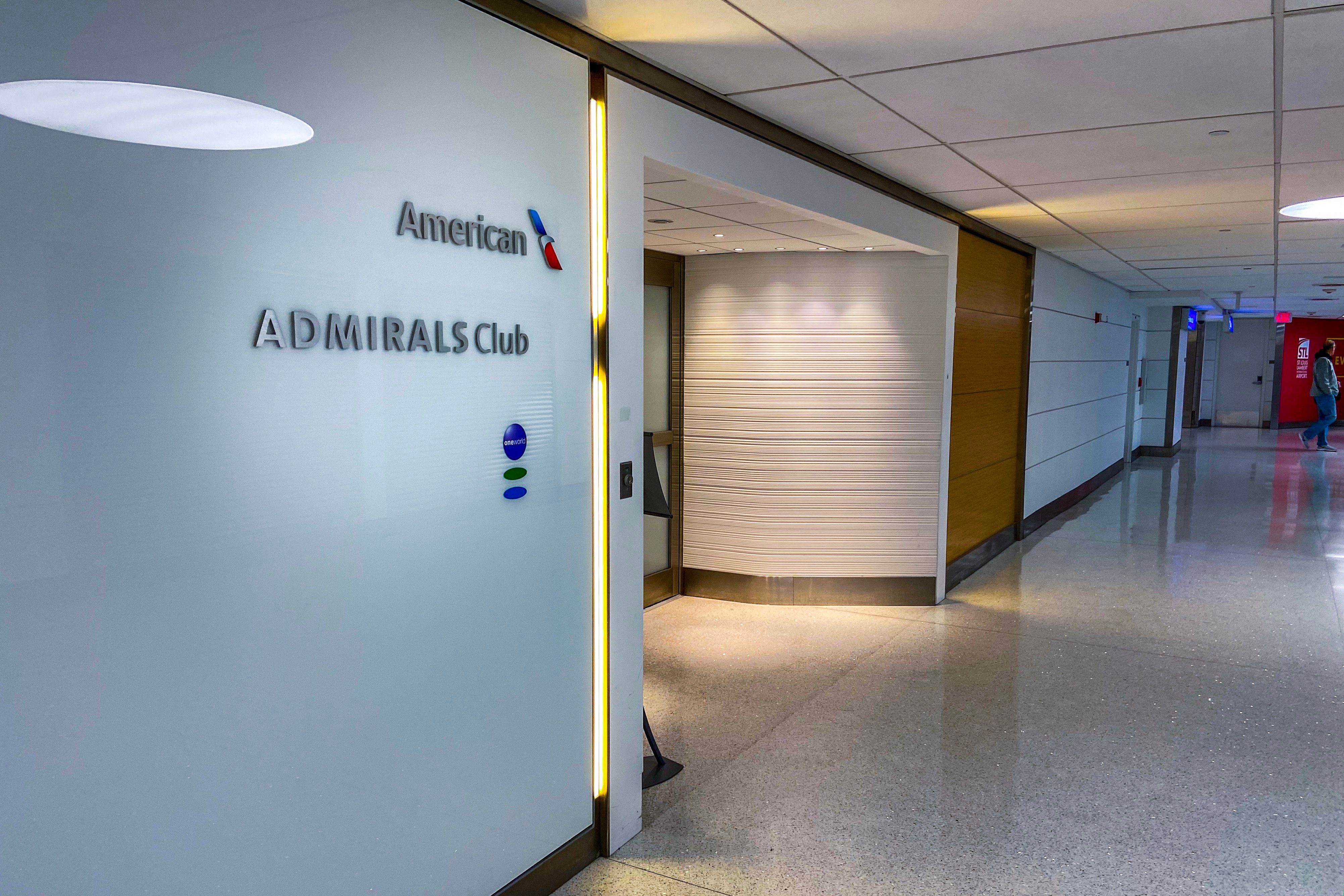American Airlines Admirals Club lounge at St. Louis International Airport.