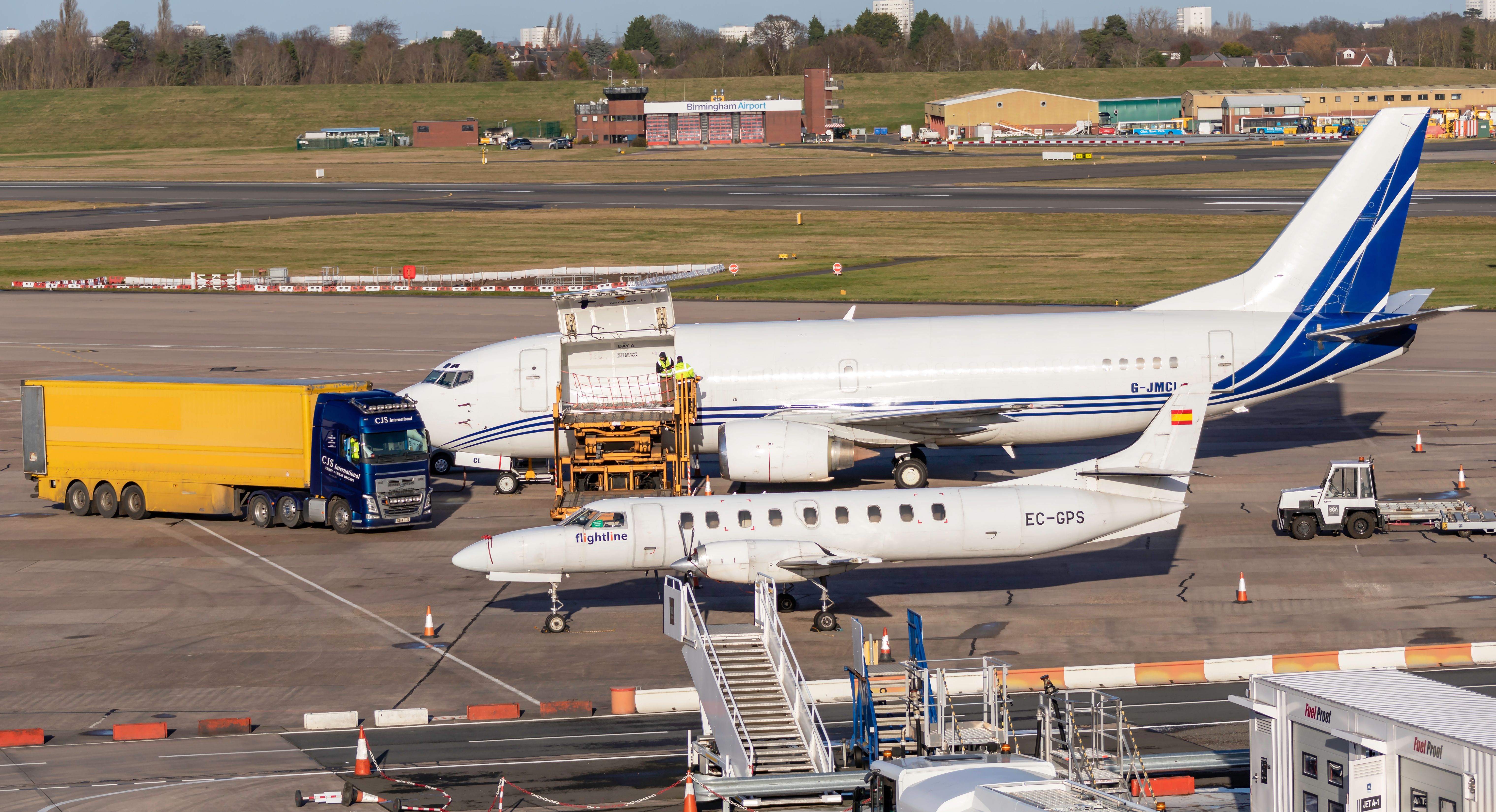 Birmingham Airport Planes Loading Cargo