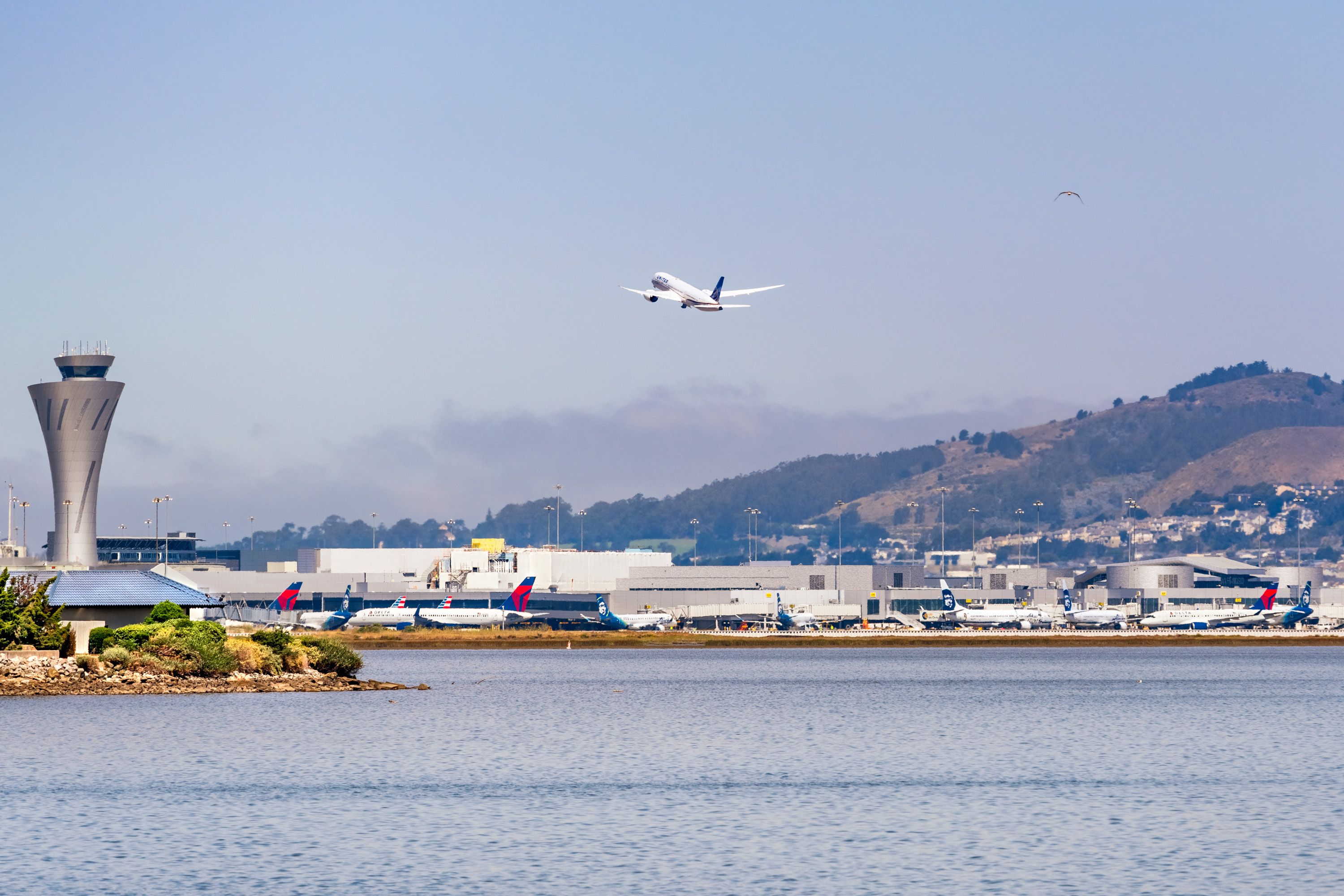 Boeing 787 Dreamliner departing from San Francisco International Airport.
