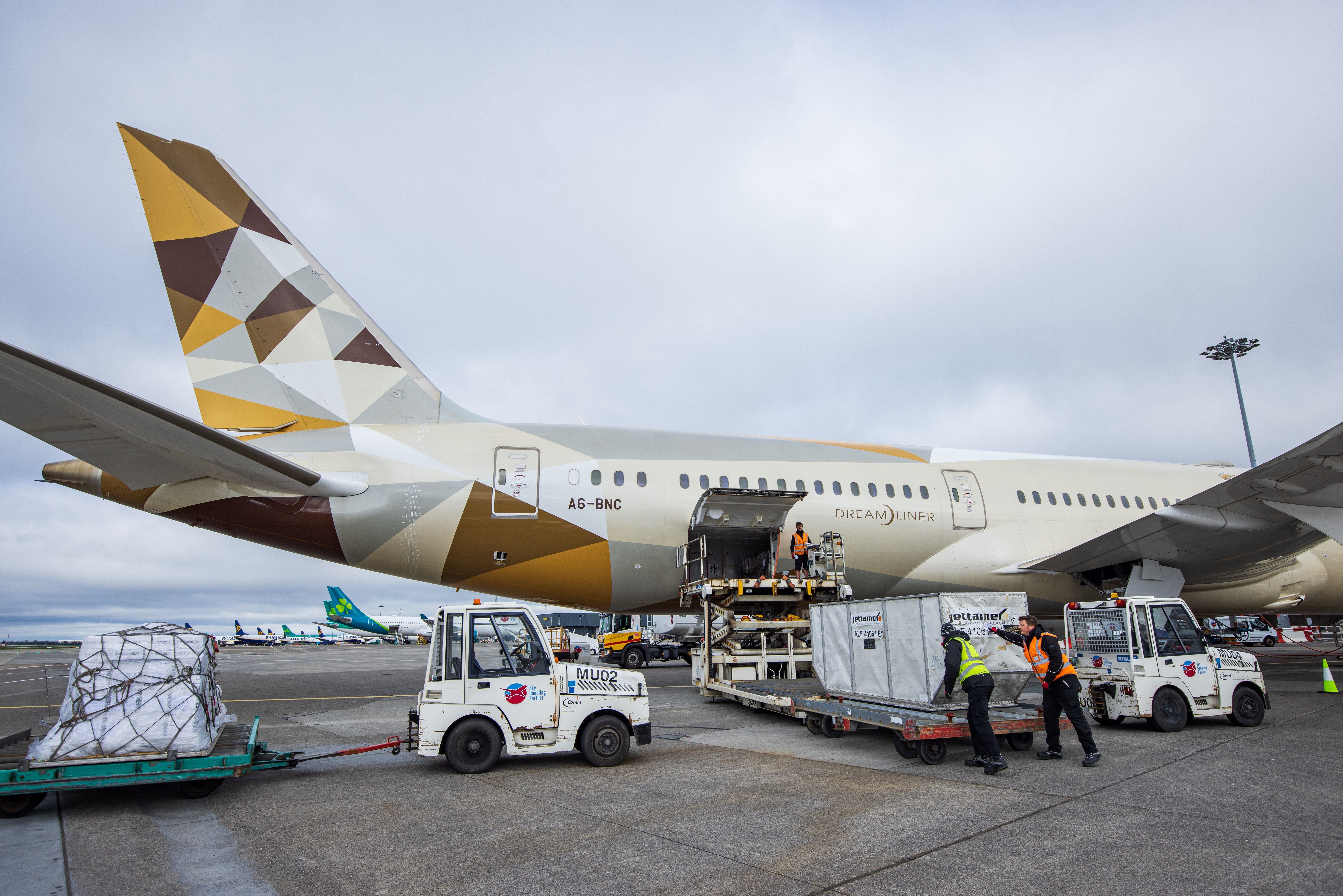 Etihad Boeing 787 Cargo Loading Dublin
