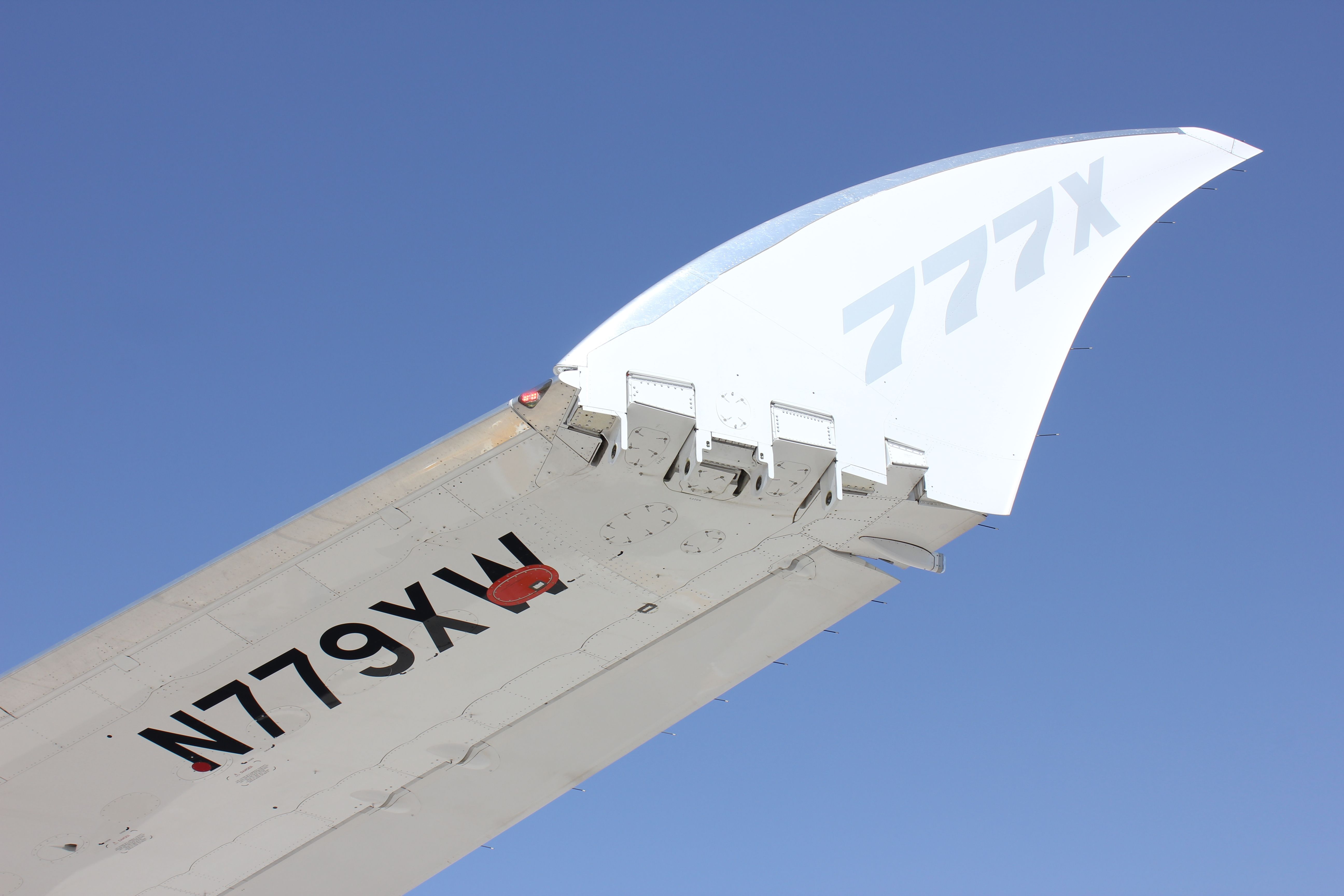 The Folding wingtips of a Boeing 777X.