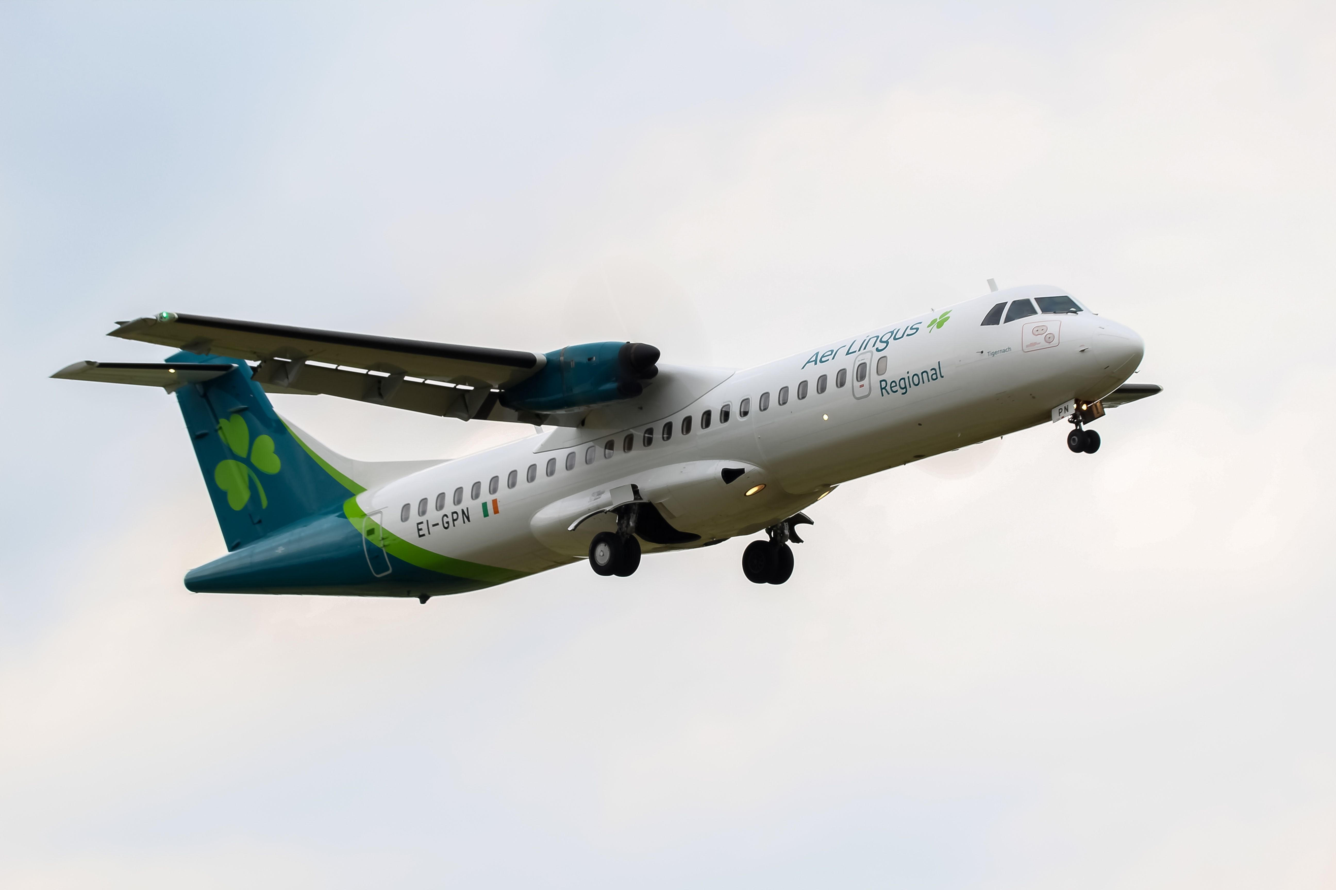 Aer Lingus Regional (operated by Emerald Airlines) ATR 72-600 on apporach.