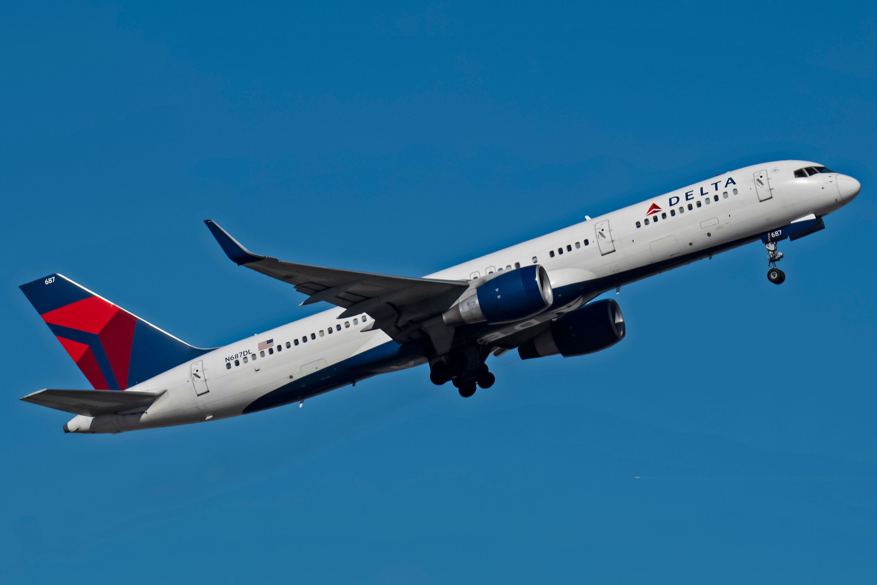 A Delta Air Lines 757-200 taking off.