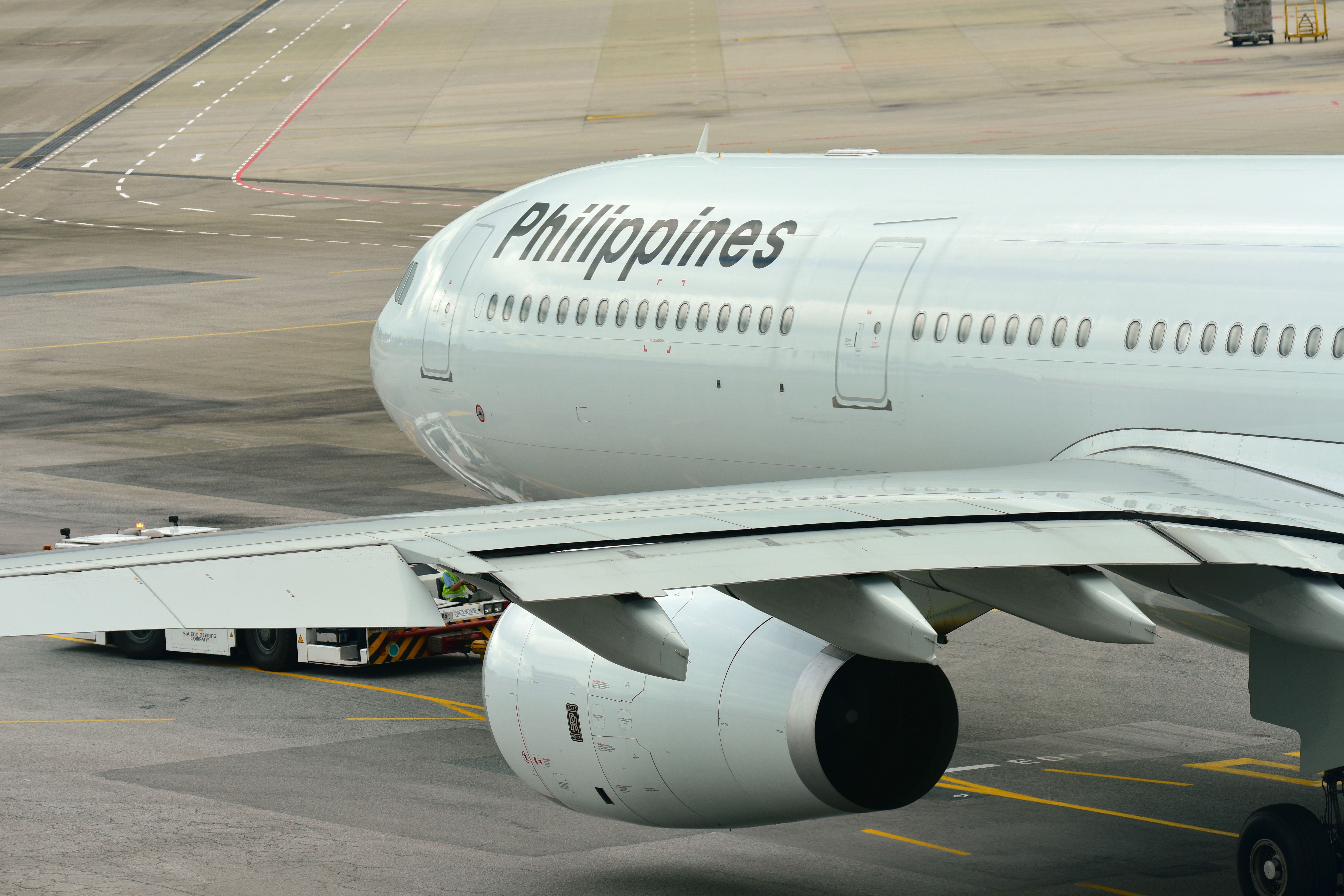 Philippines Airlines Airbus 330 on the tarmac at Singapore Changi Airport