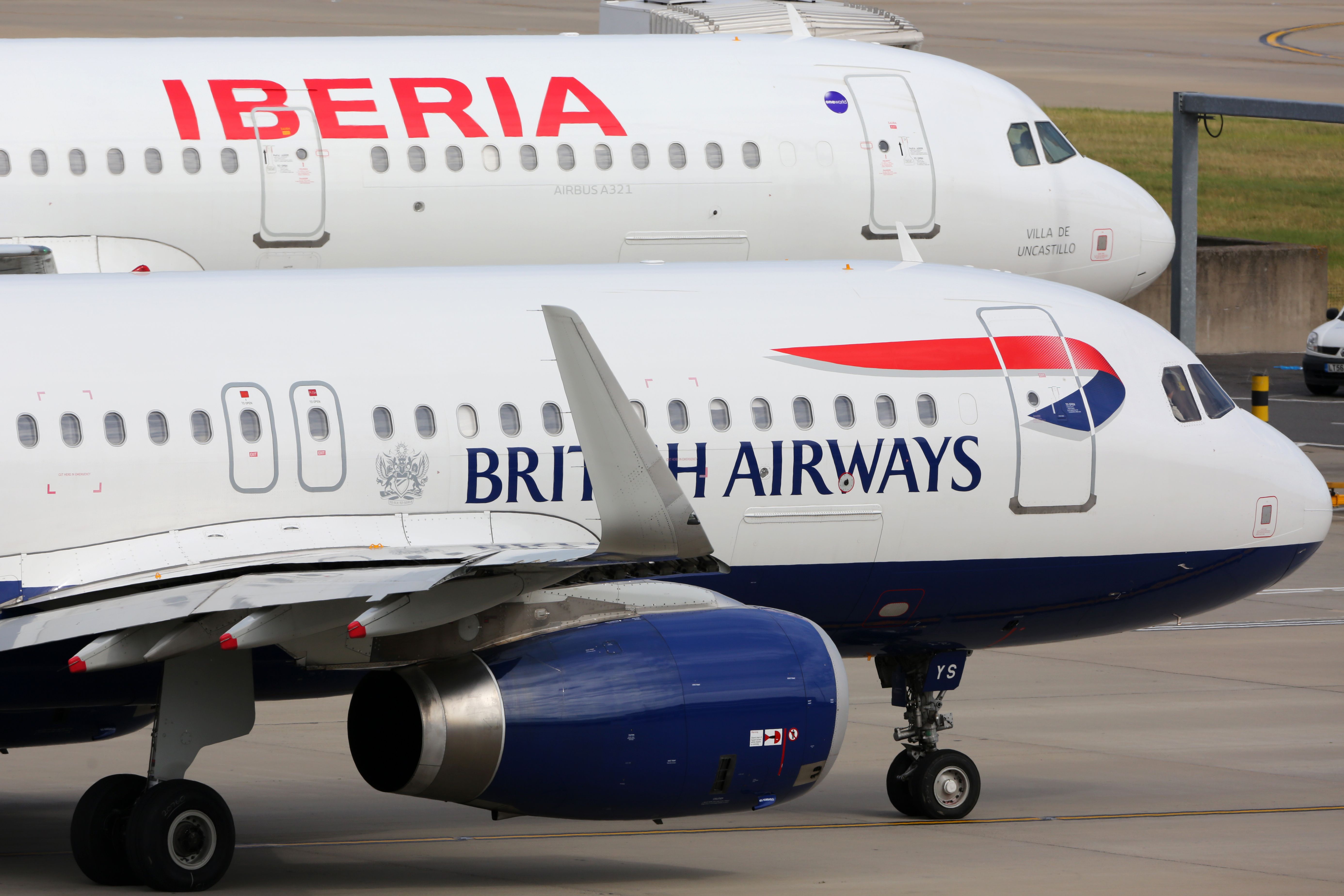 British Airways and Iberia aircraft side by side.