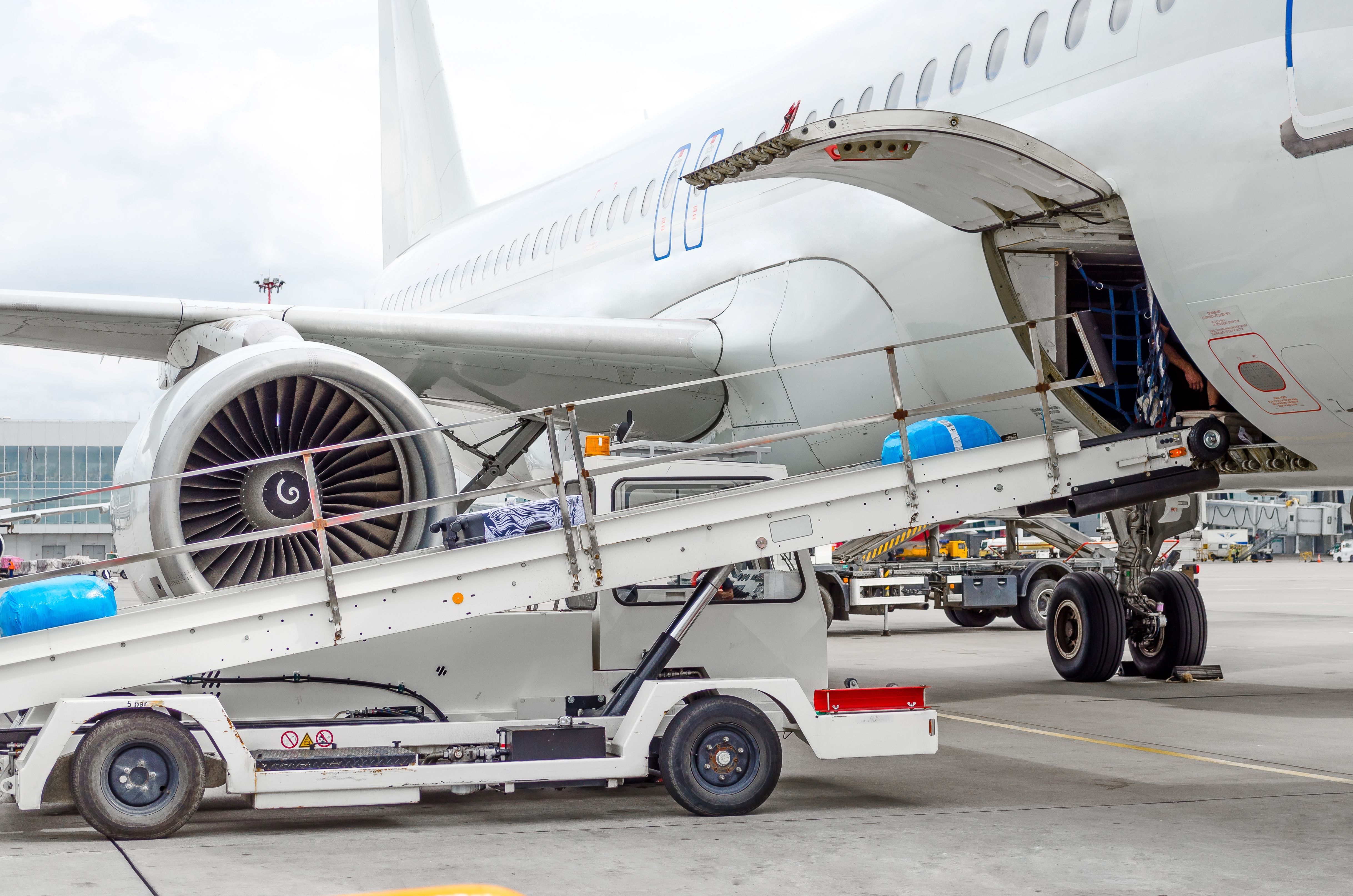 Baggage being loaded into an aircraft