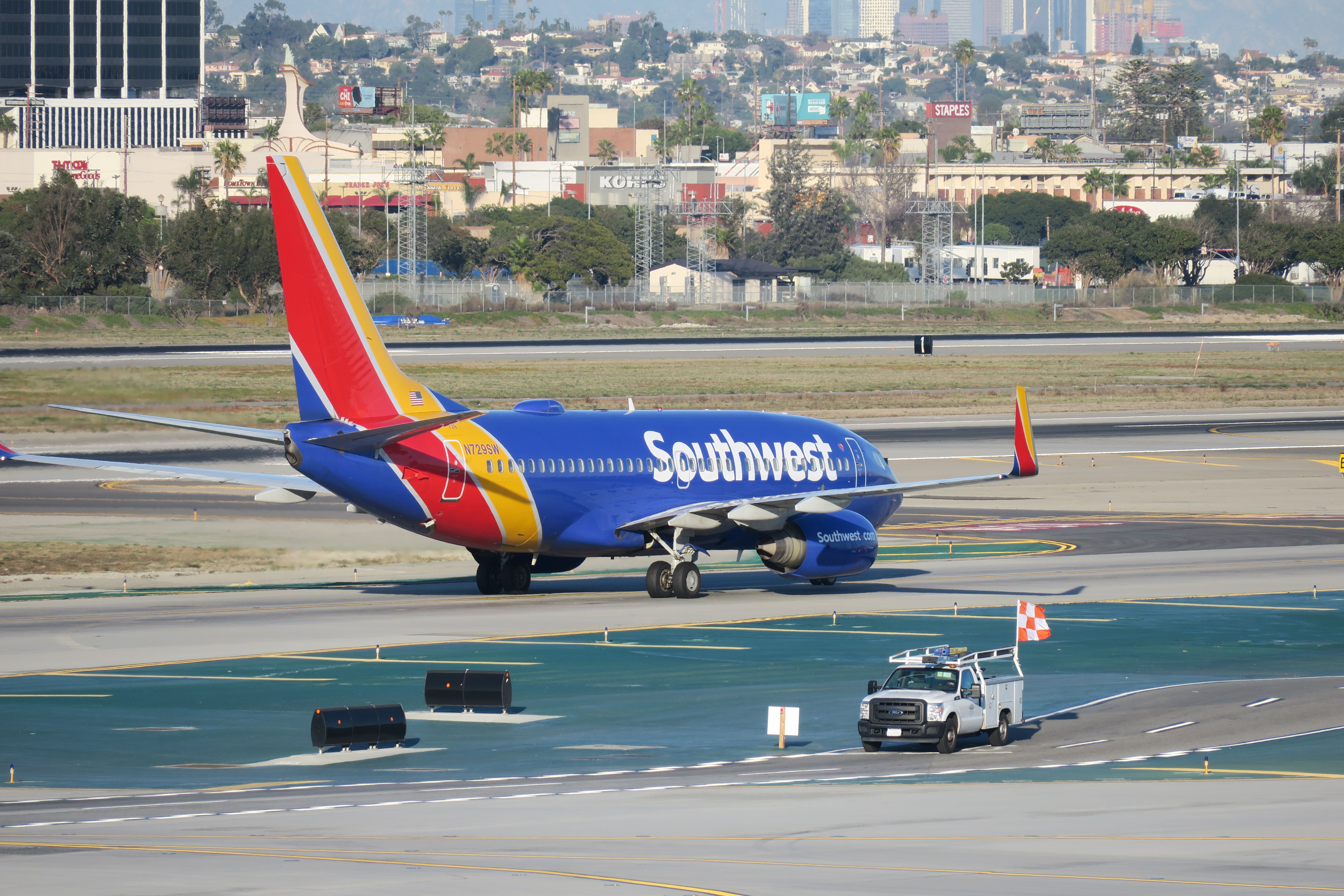 Southwest Airlines Boeing 737 at Los Angeles International Airport. 