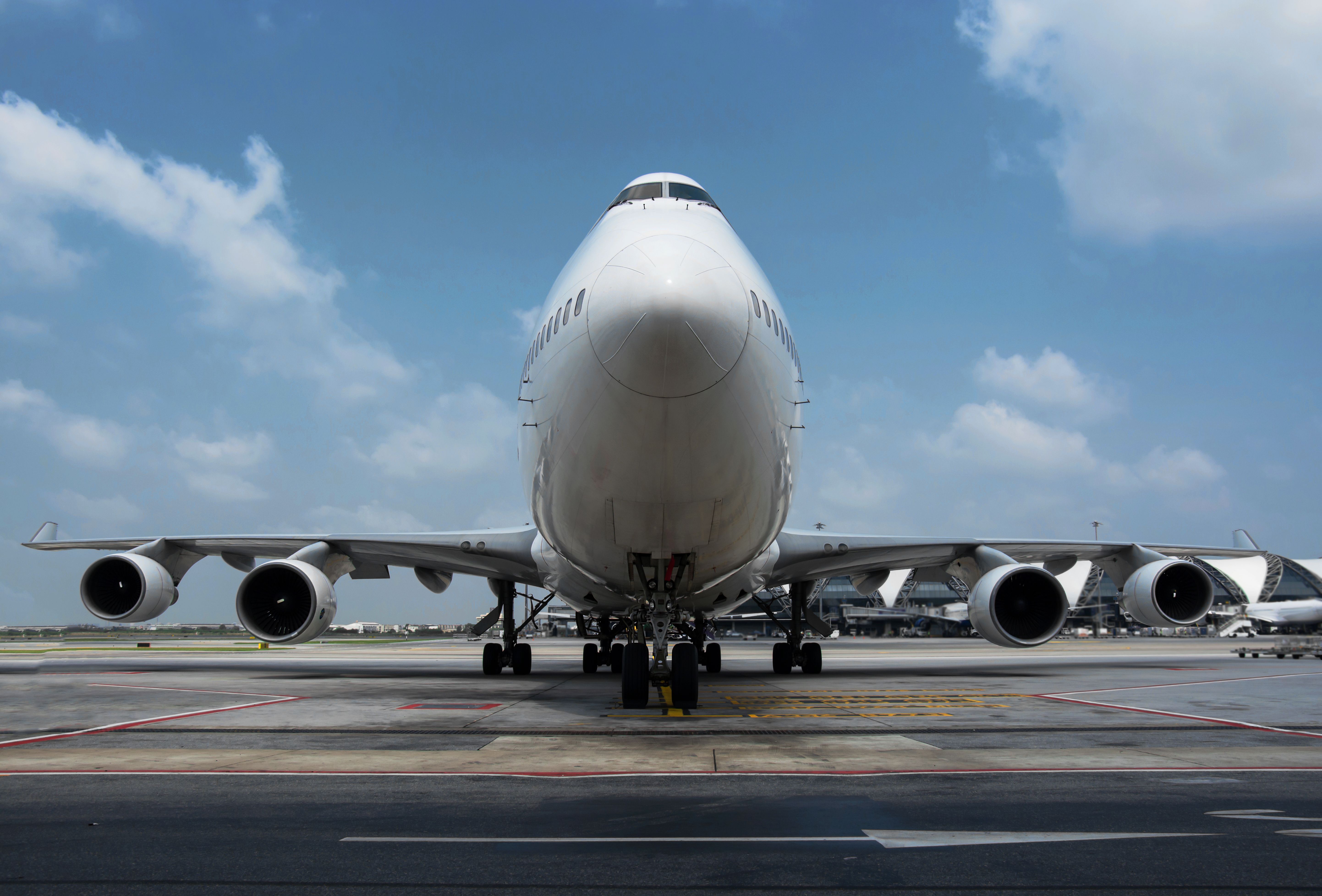 The Boeing 747-400 on the tarmac during maintenance check 