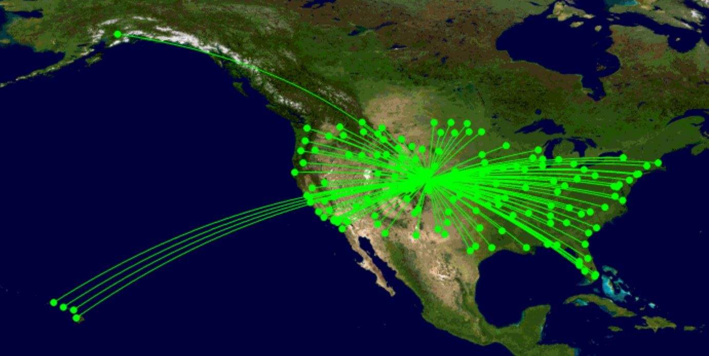 United's domestic network from Denver in Q1 2023