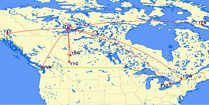 Yellowknife has connections to most major cities in Canada