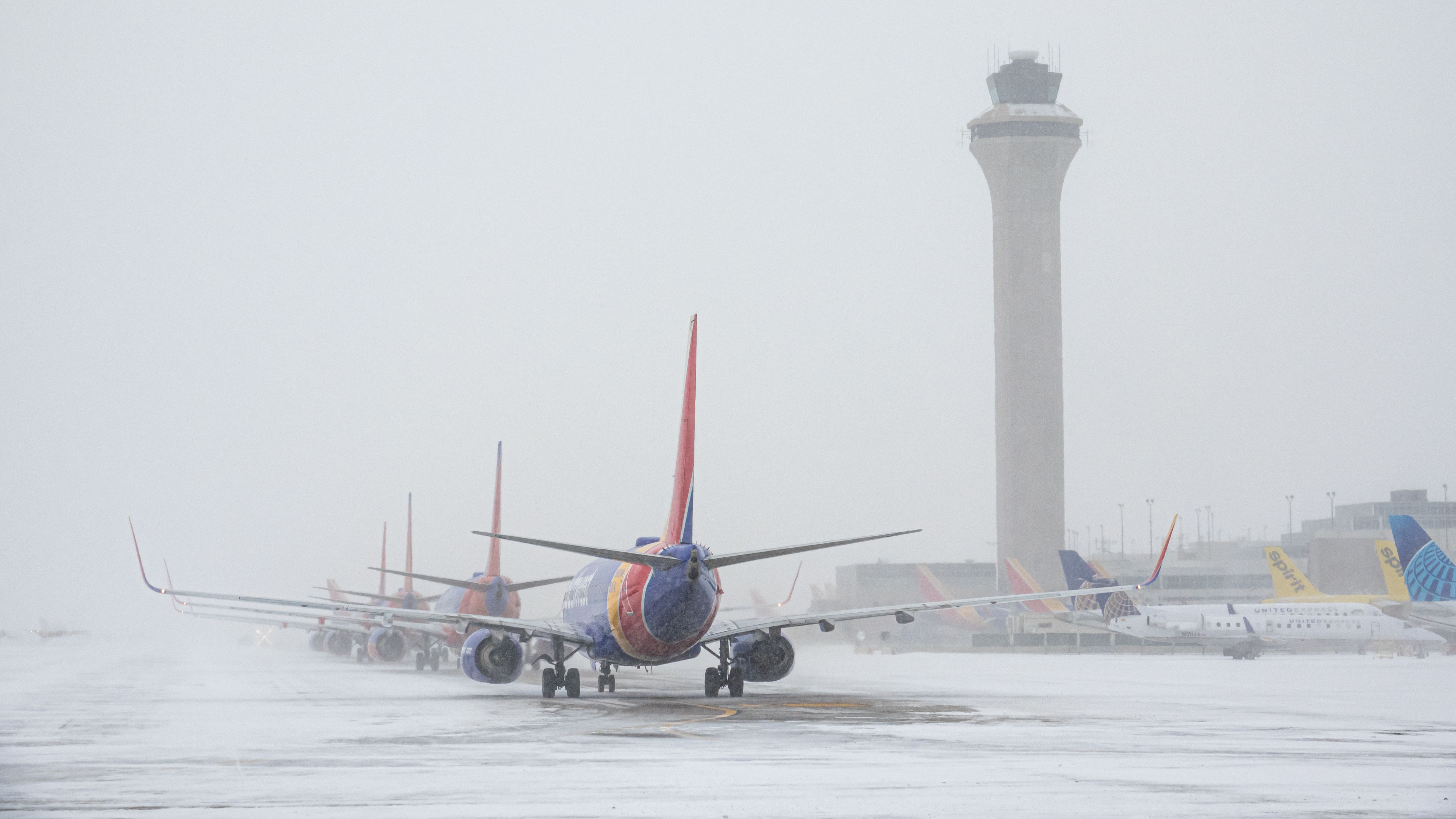 Denver International Airport in the snow