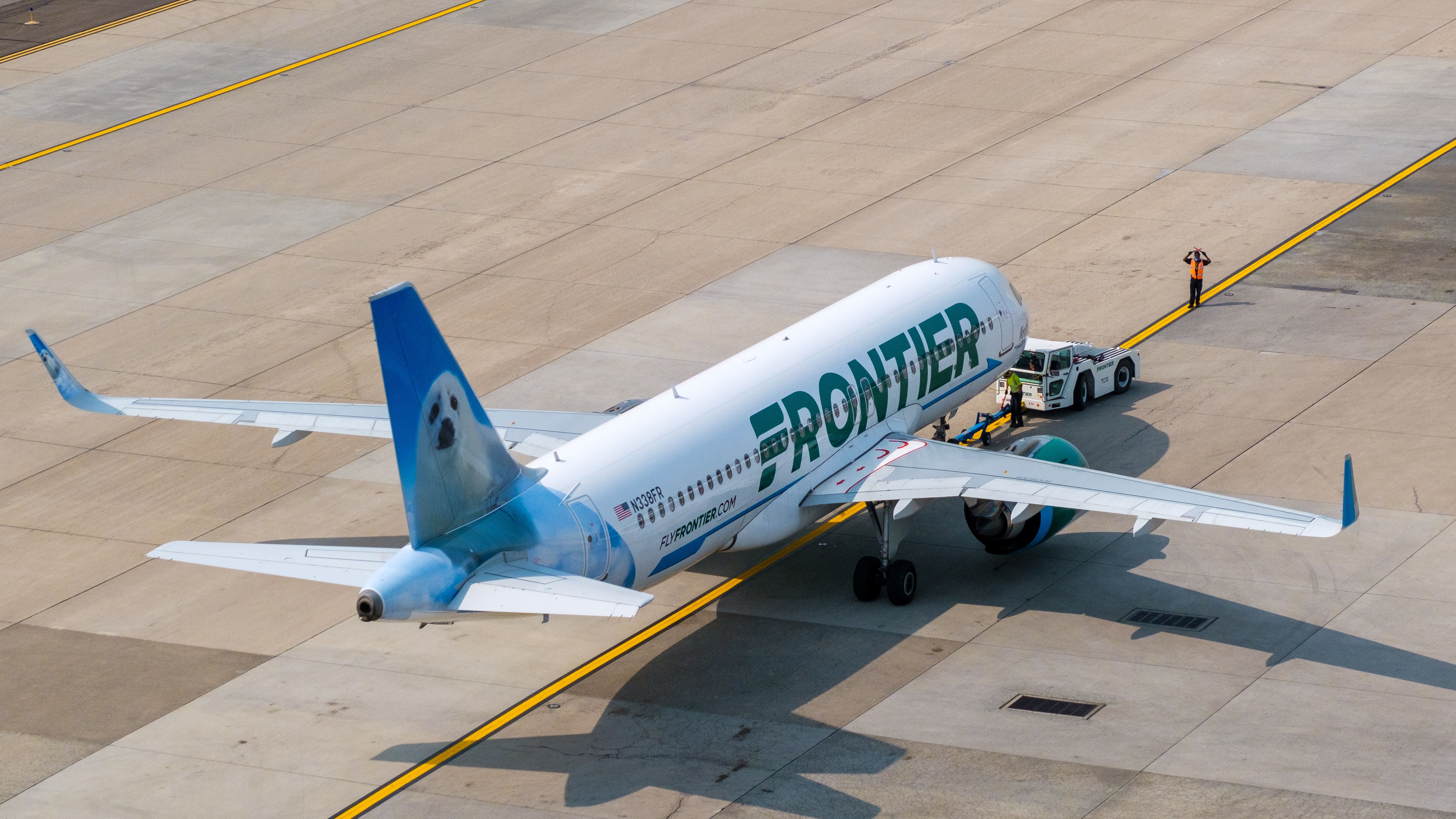 Frontier Airbus On Taxiway