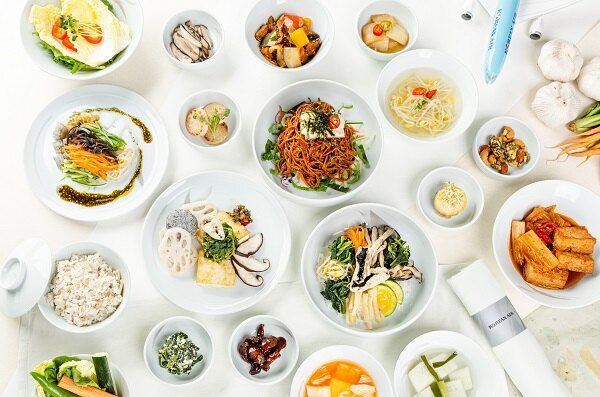 Korean Air vegan meal presentation