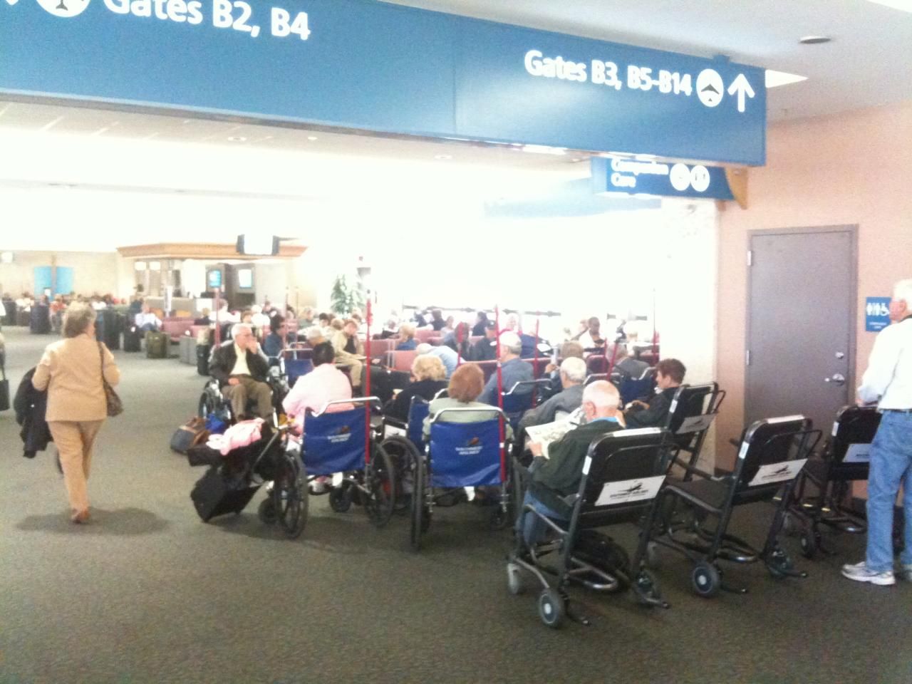 4466844371_125f940322_o - A lot of wheelchairs at a Southwest Airlines gate