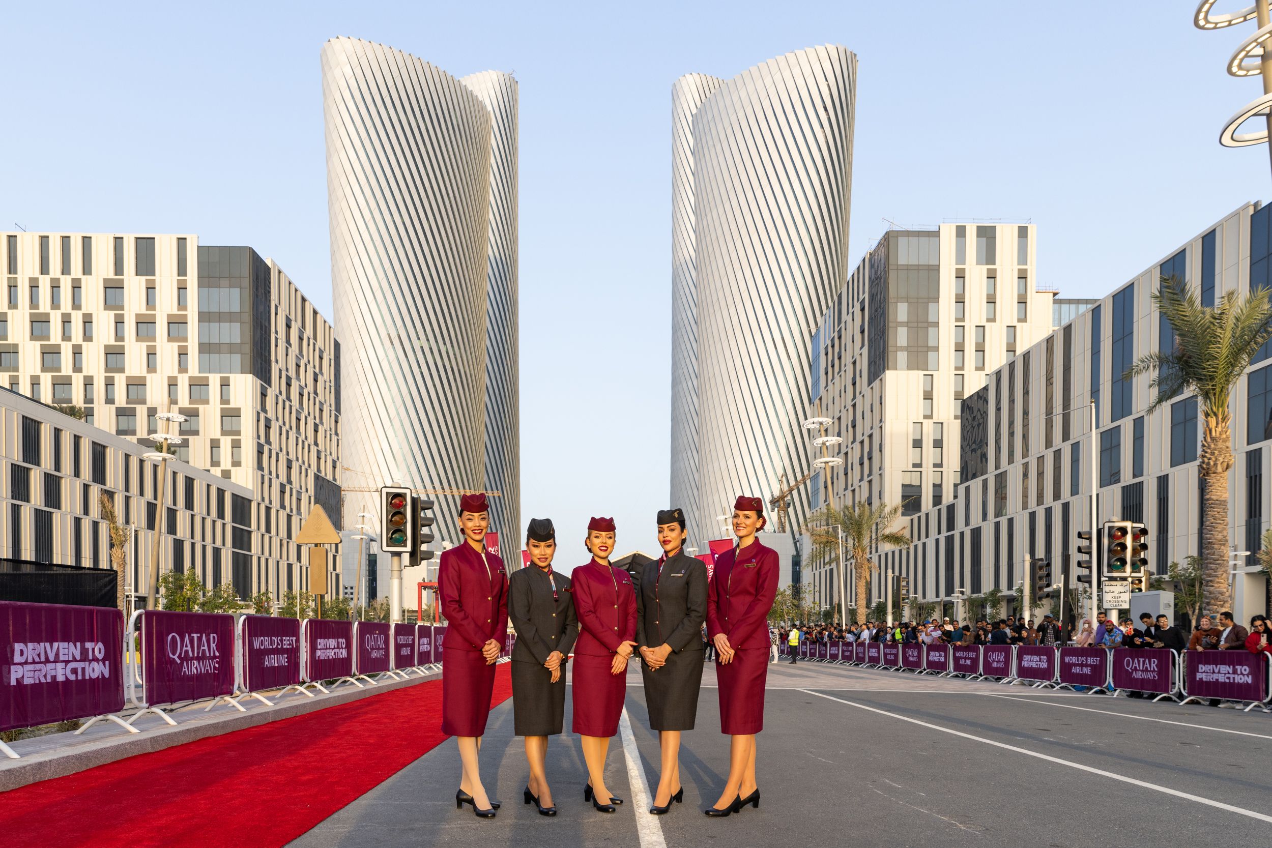 Qatar Airways x Formula 27 - Qatar Airways flight attendants on Qatar Grand Prix racetrack