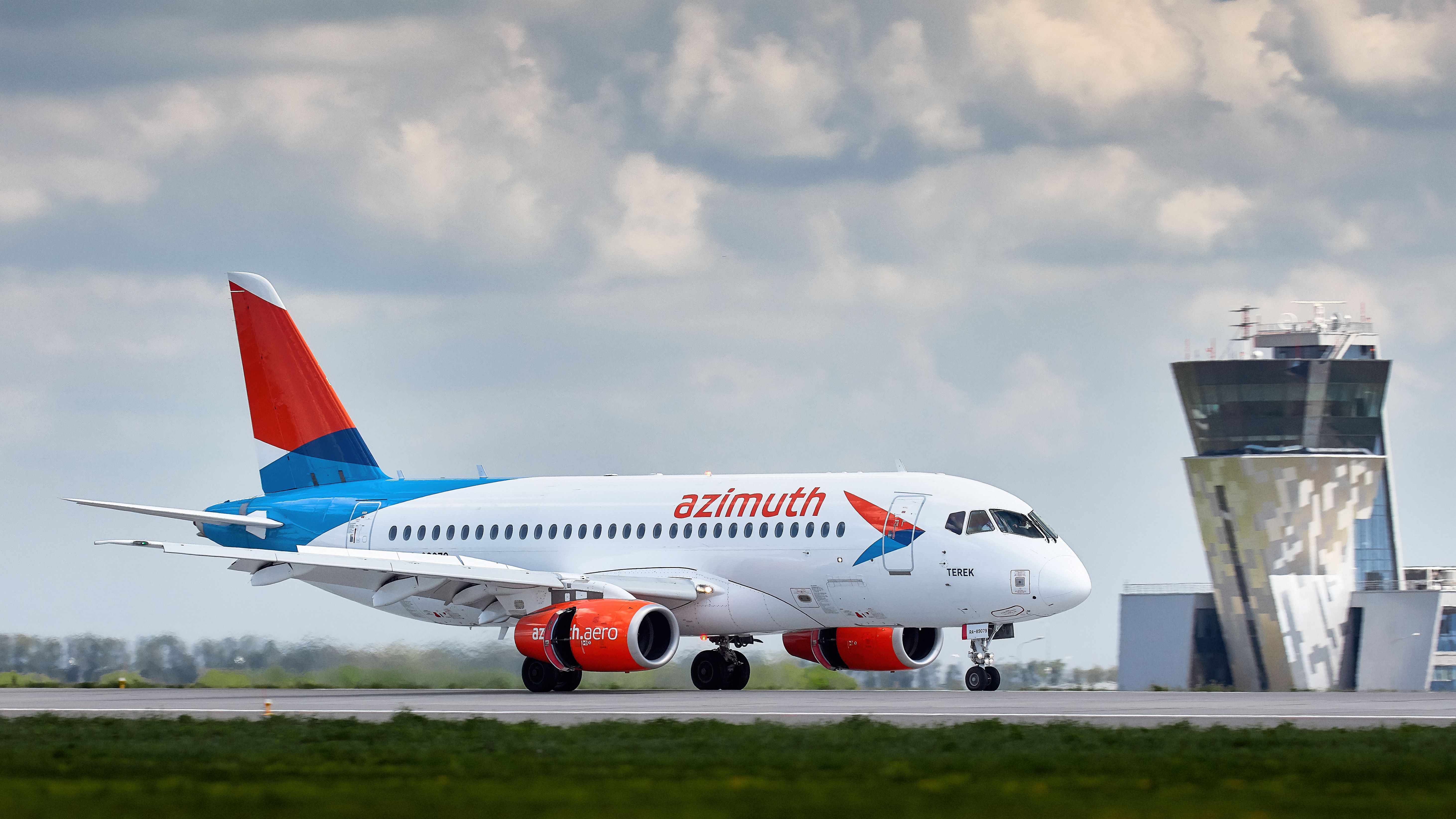 Aircraft Sukhoi Superjet 100 RA-89079 of Azimuth Airlines performs landing at the airport Platov. Spotting at the airport Platov. 24.05.2019 ROSTOV-ON-DON, RUSSIA.