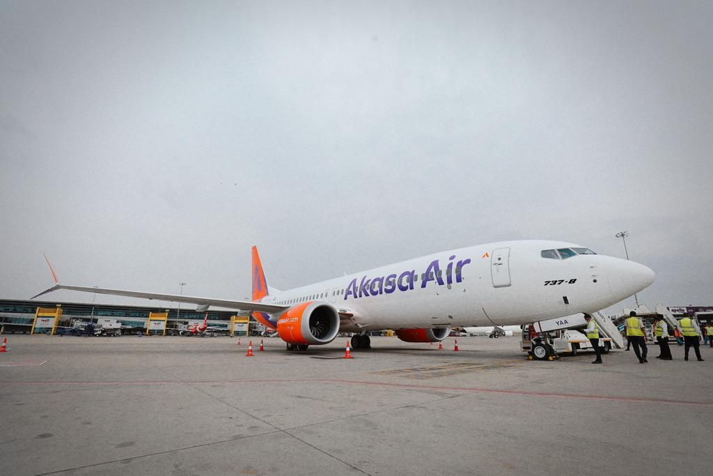 Akasa Air Boeing 737 MAX at Delhi Airport