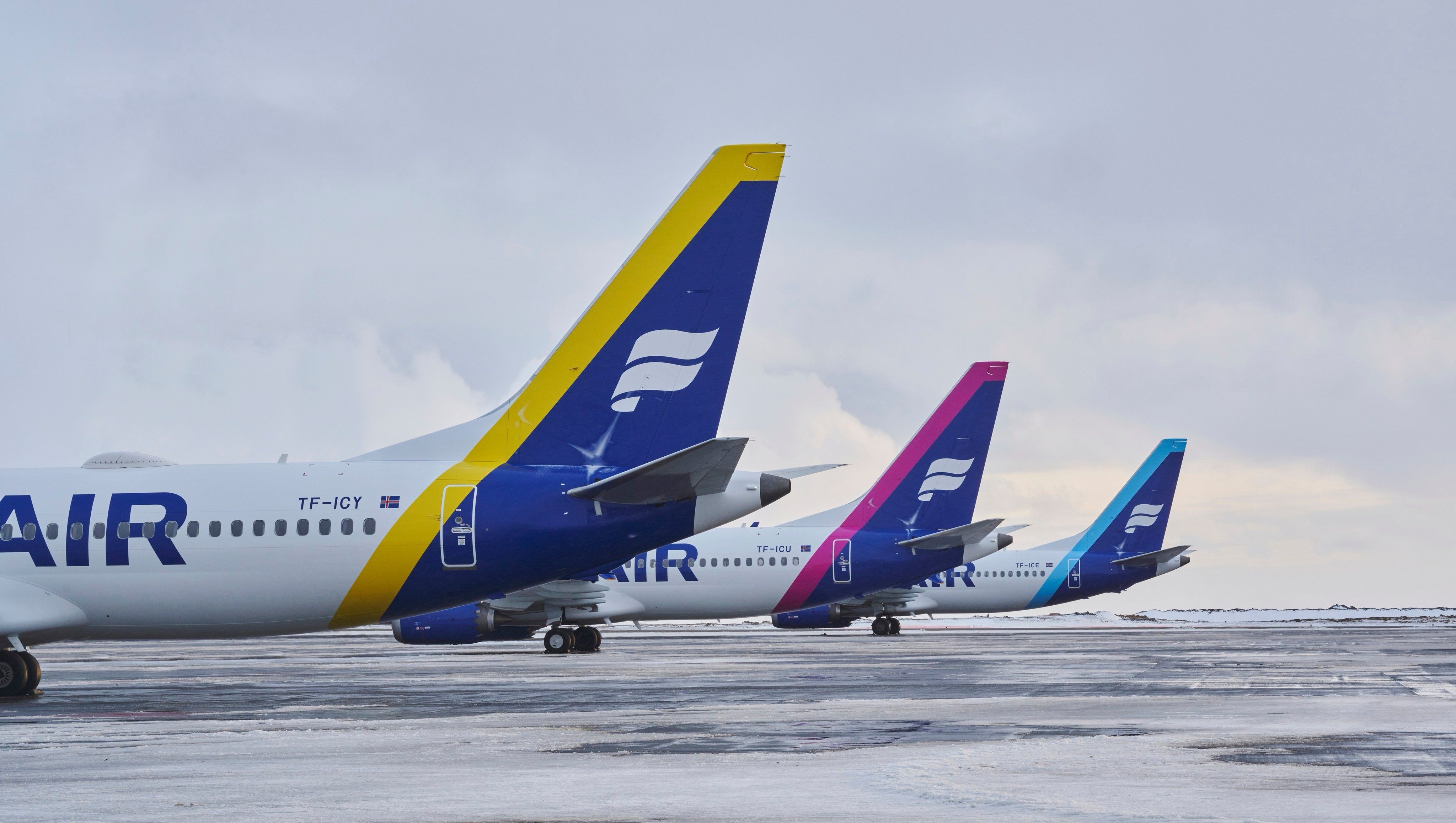 Icelandair Boeing 737 MAX tails.