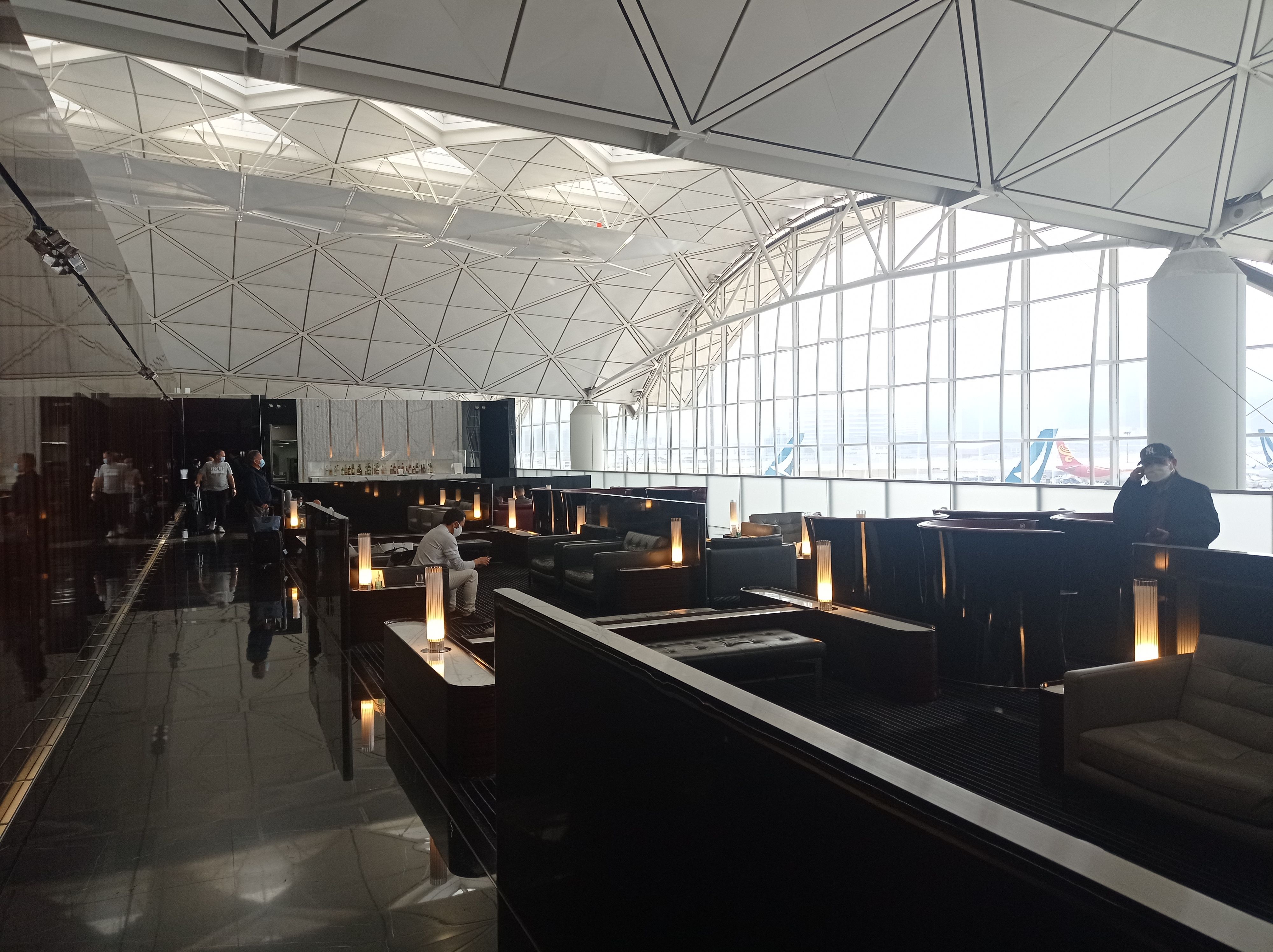 Inside the Cathay Pacific business lounge.