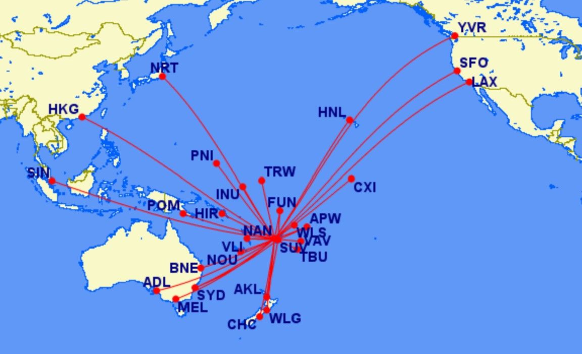 International flights from Fiji