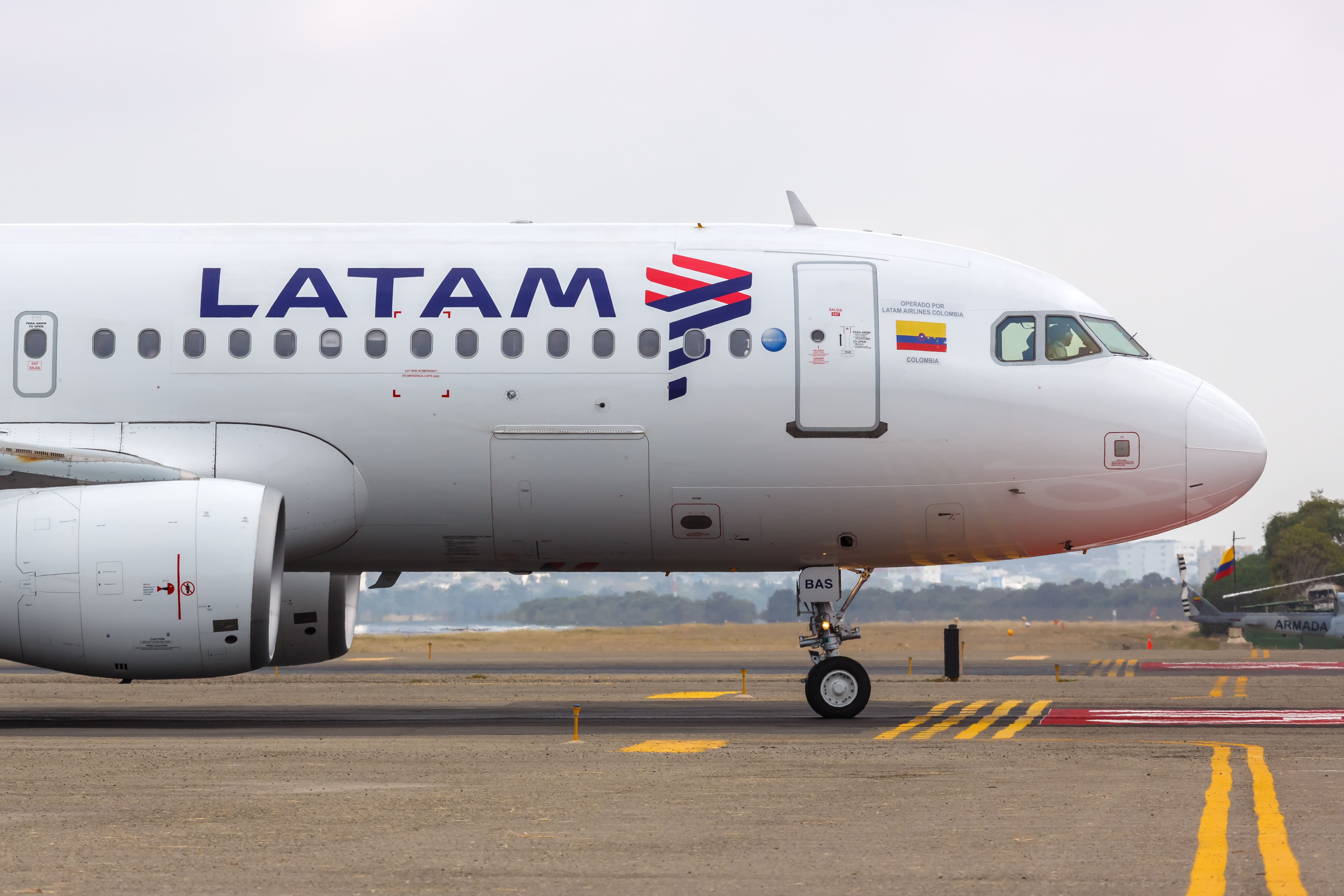 LATAM Airbus A320 airplane Cartagena airport (CTG) in Colombia.