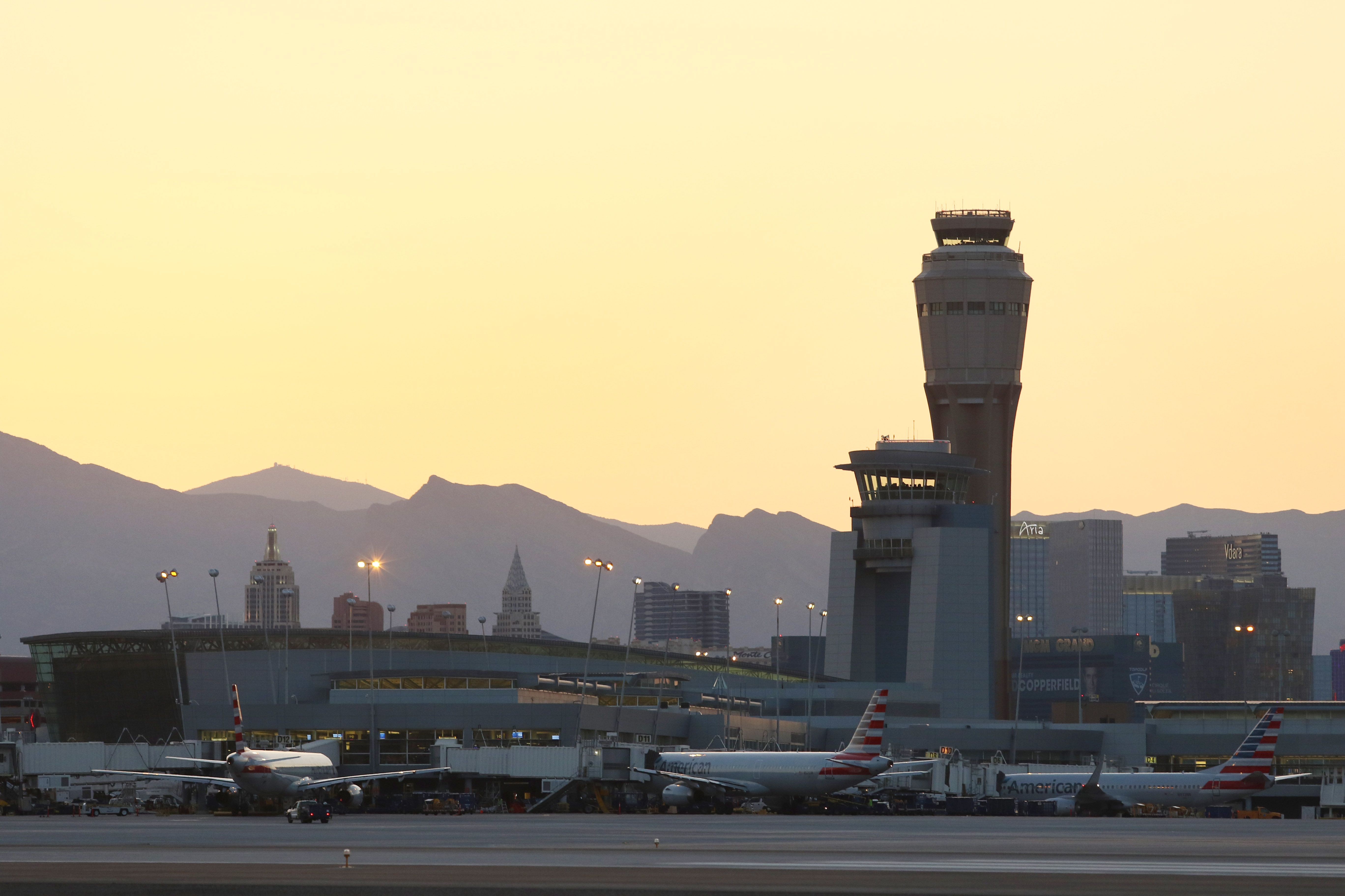 --McCarranIntlAirport_Churchill_00138 - Harry Reid International Airport and Las Vegas Skyline