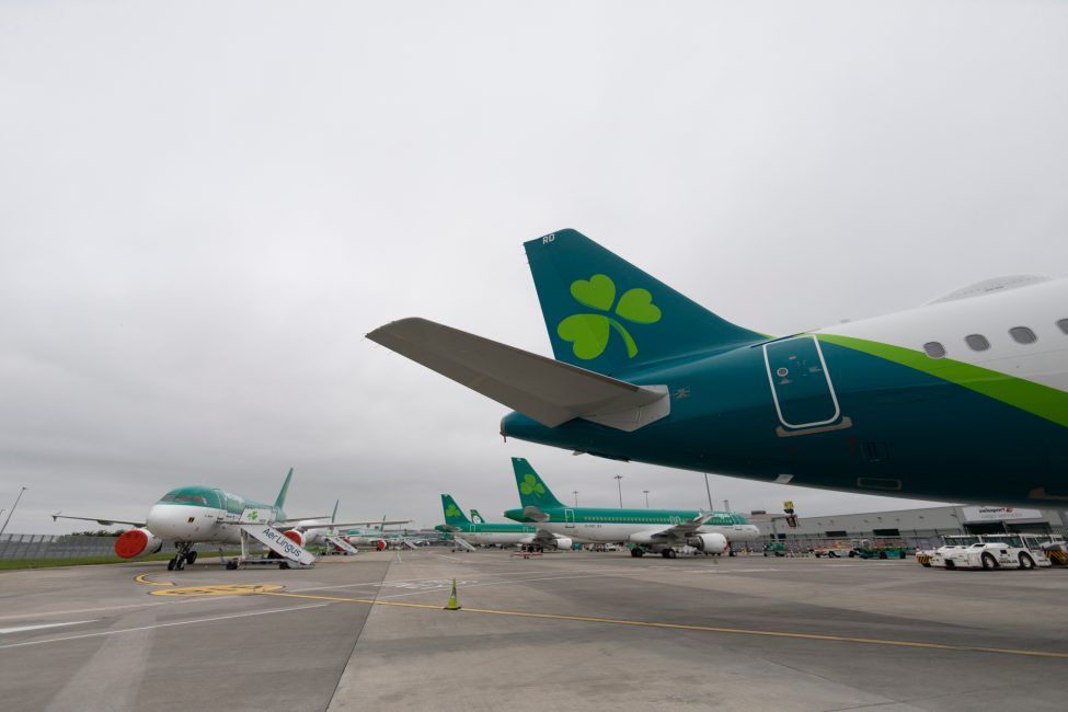 Parked Aer Lingus Aircraft at Dublin Airport.