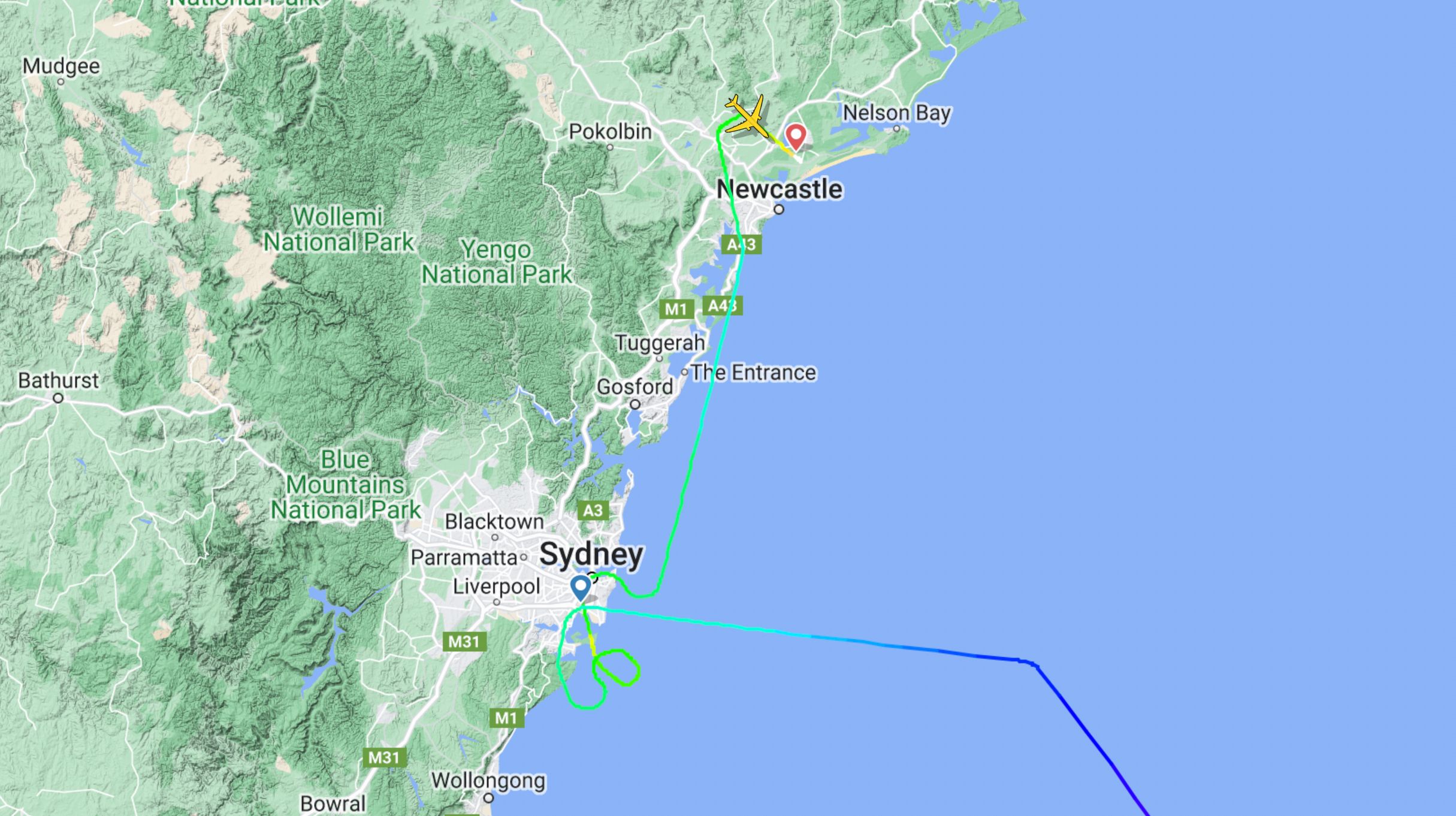 QF28 Diversion SYD - Newcastle