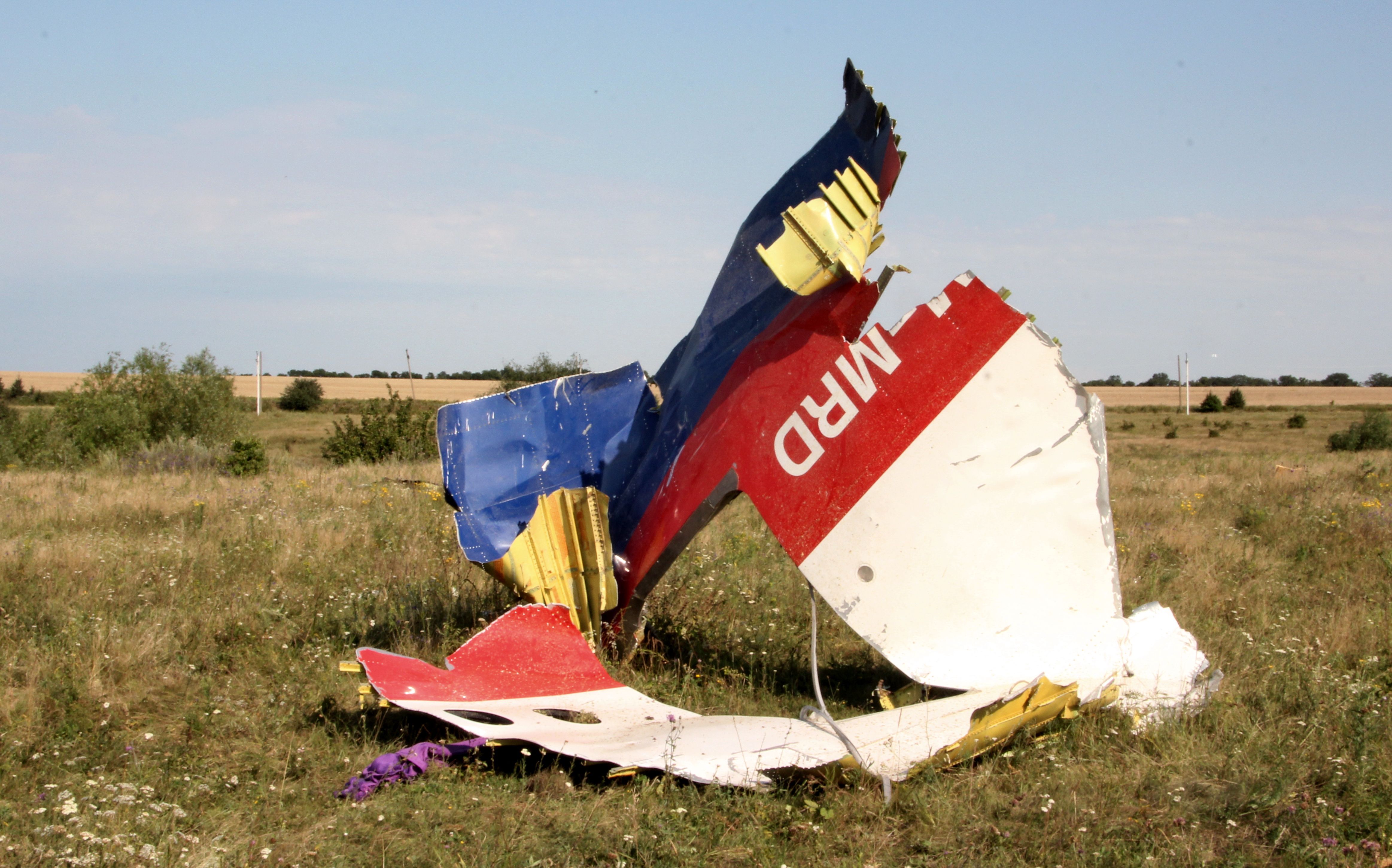 Crash site on July 17, 2014 of the Boeing-777 of Malaysia airlines, flight MH17 near Hrabovo village