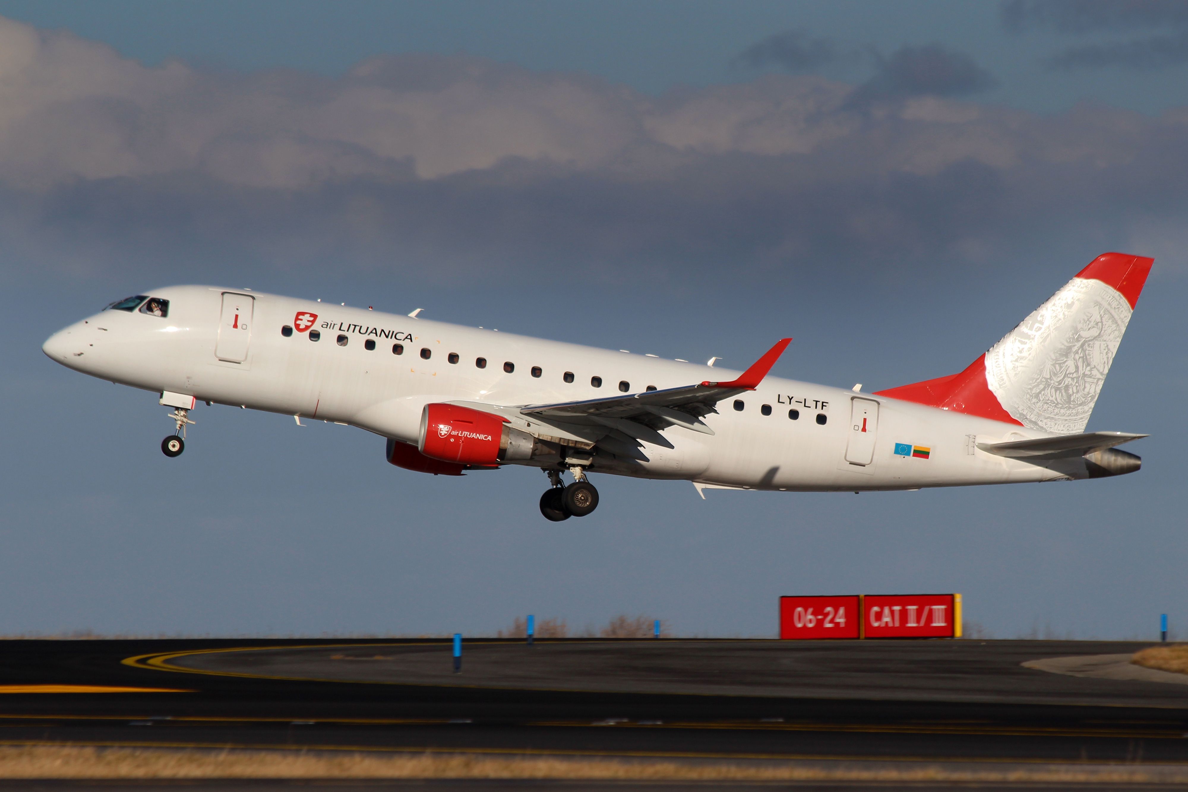 An Air Lituanica Embraer jet taking off