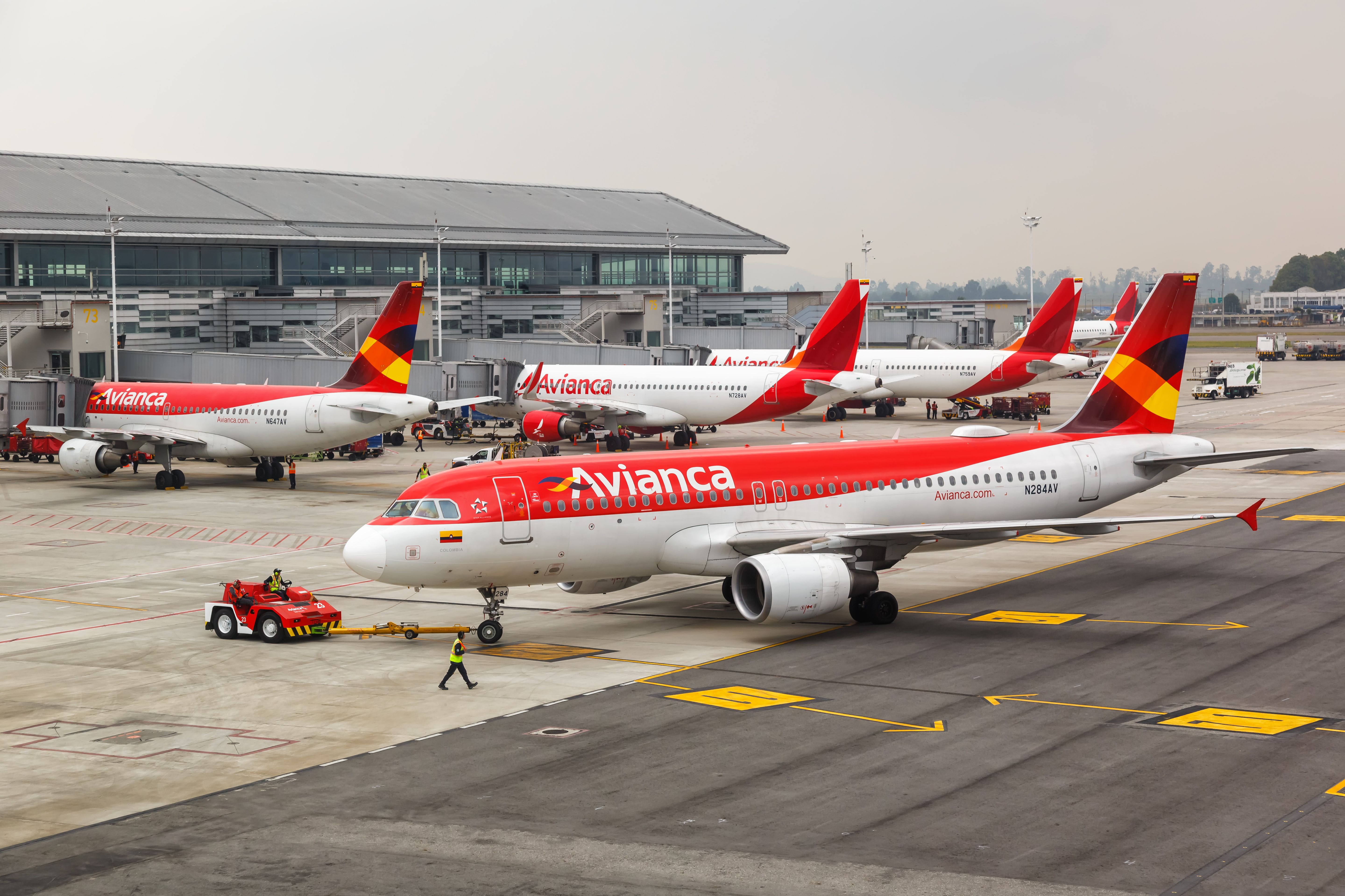 Several Avianca aircraft parked in El Dorado International Airport