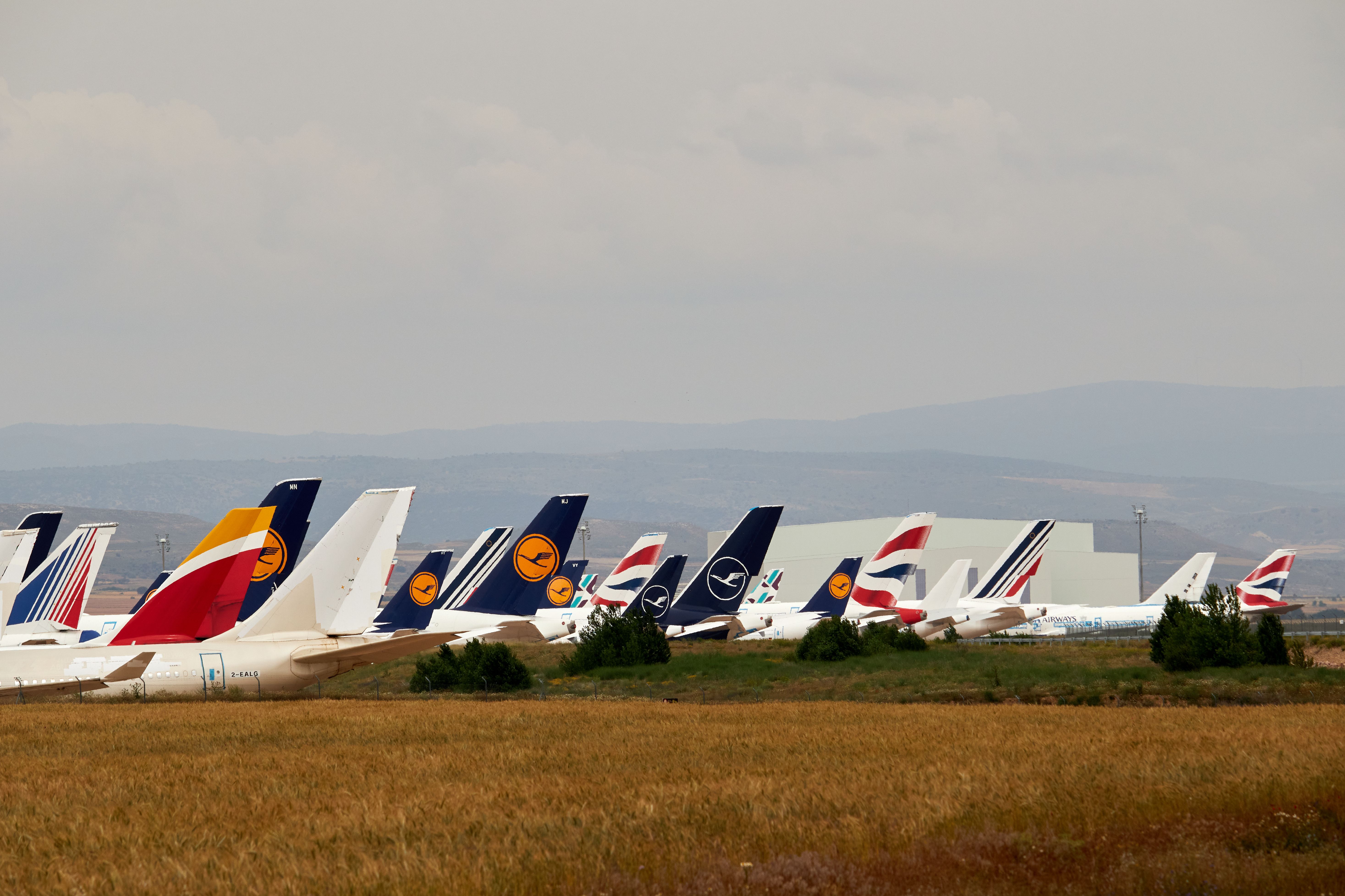 Aircraft stored at Teruel Airport during the pandemic